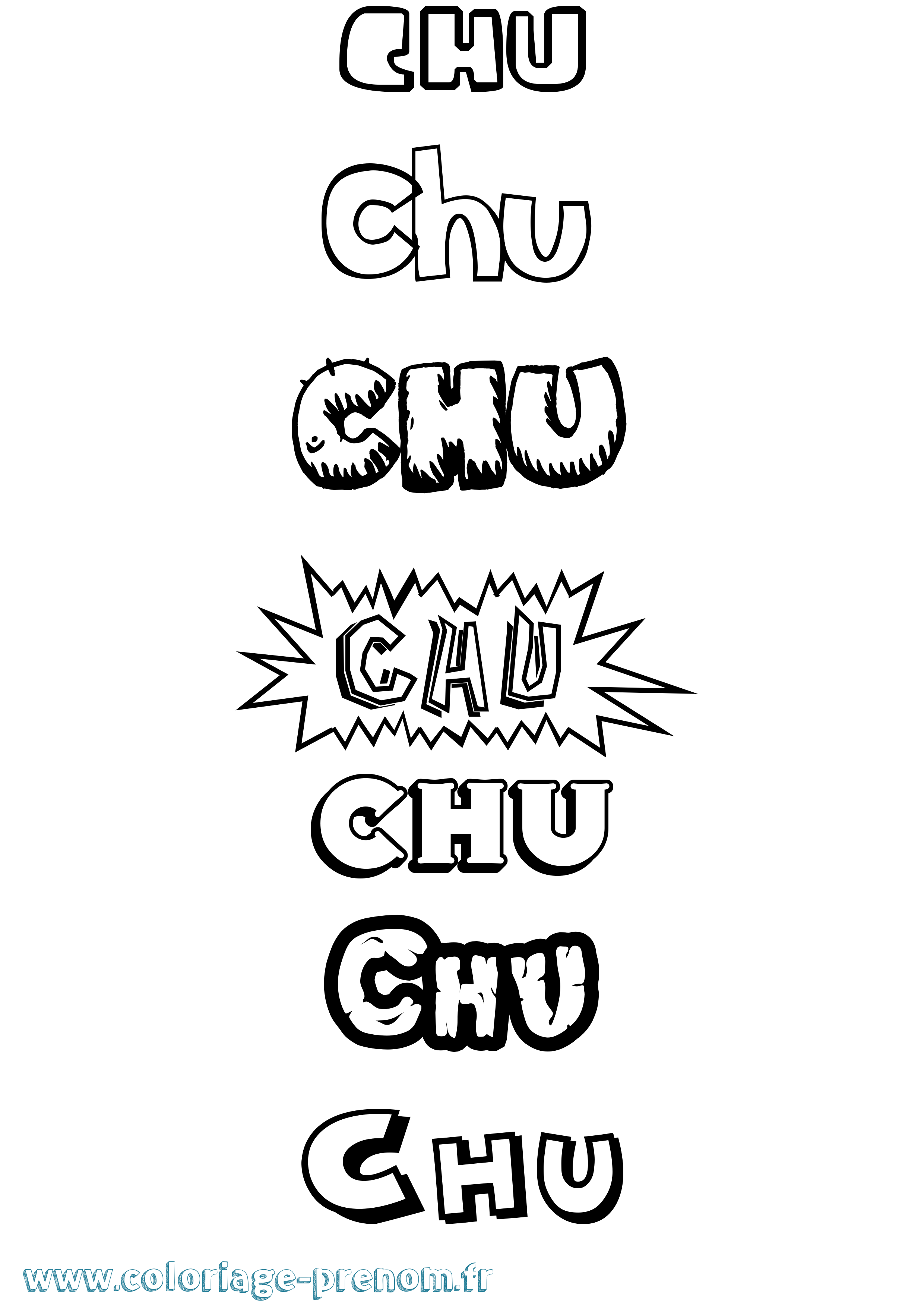 Coloriage prénom Chu Dessin Animé