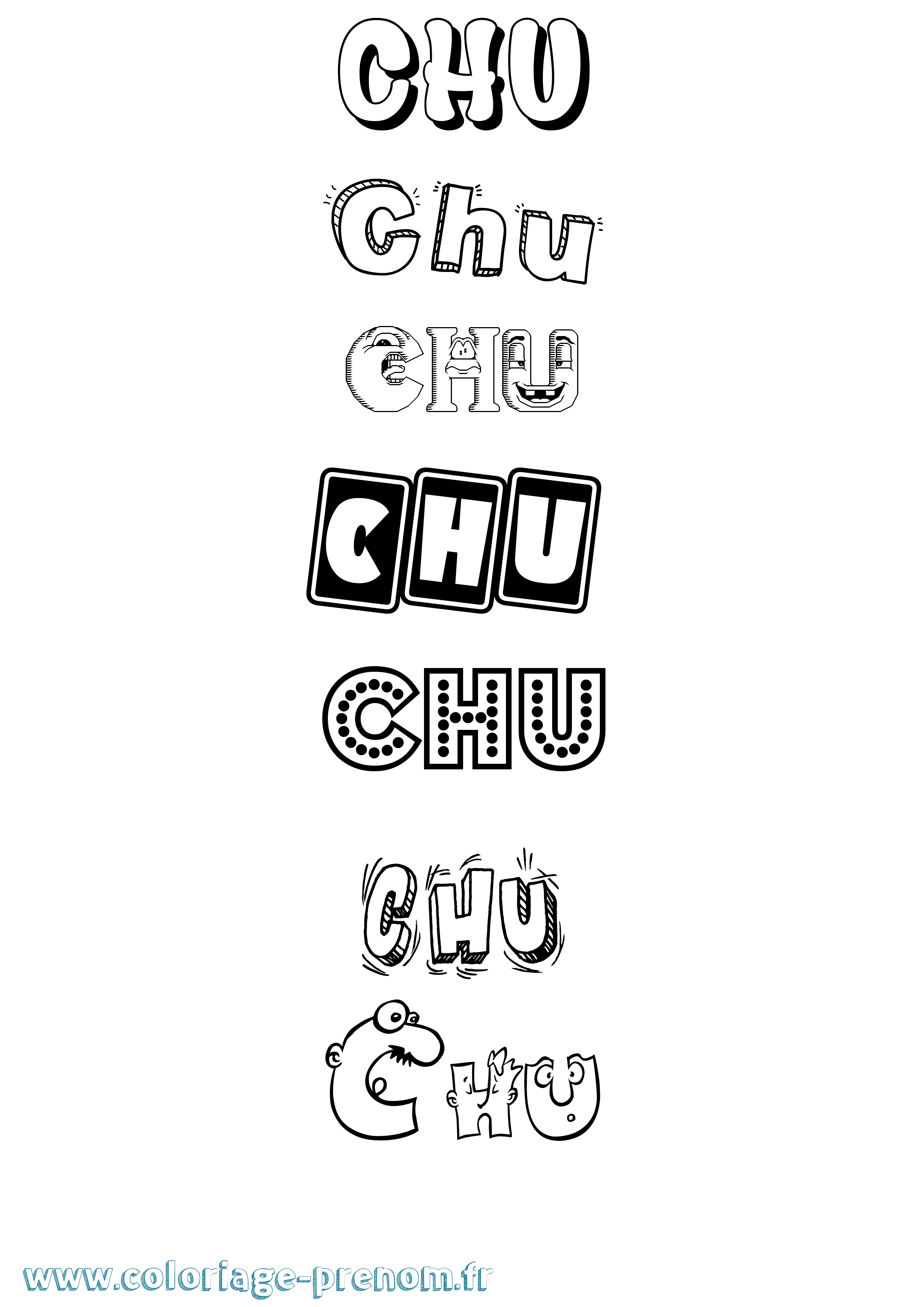 Coloriage prénom Chu Fun