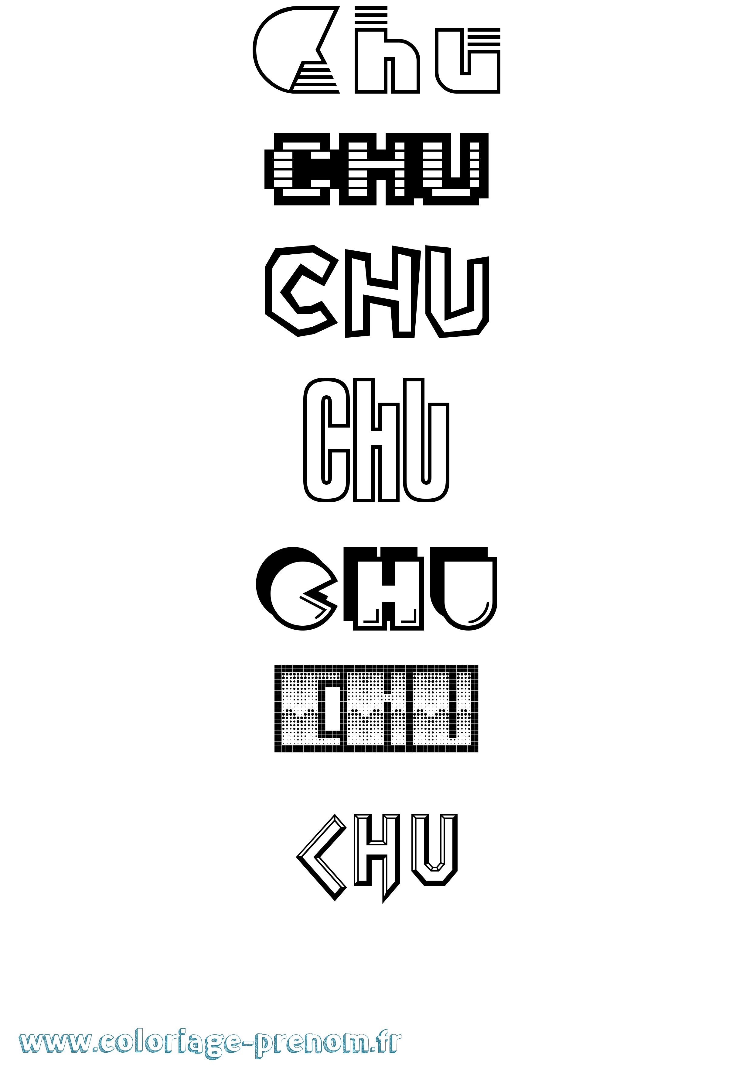Coloriage prénom Chu Jeux Vidéos
