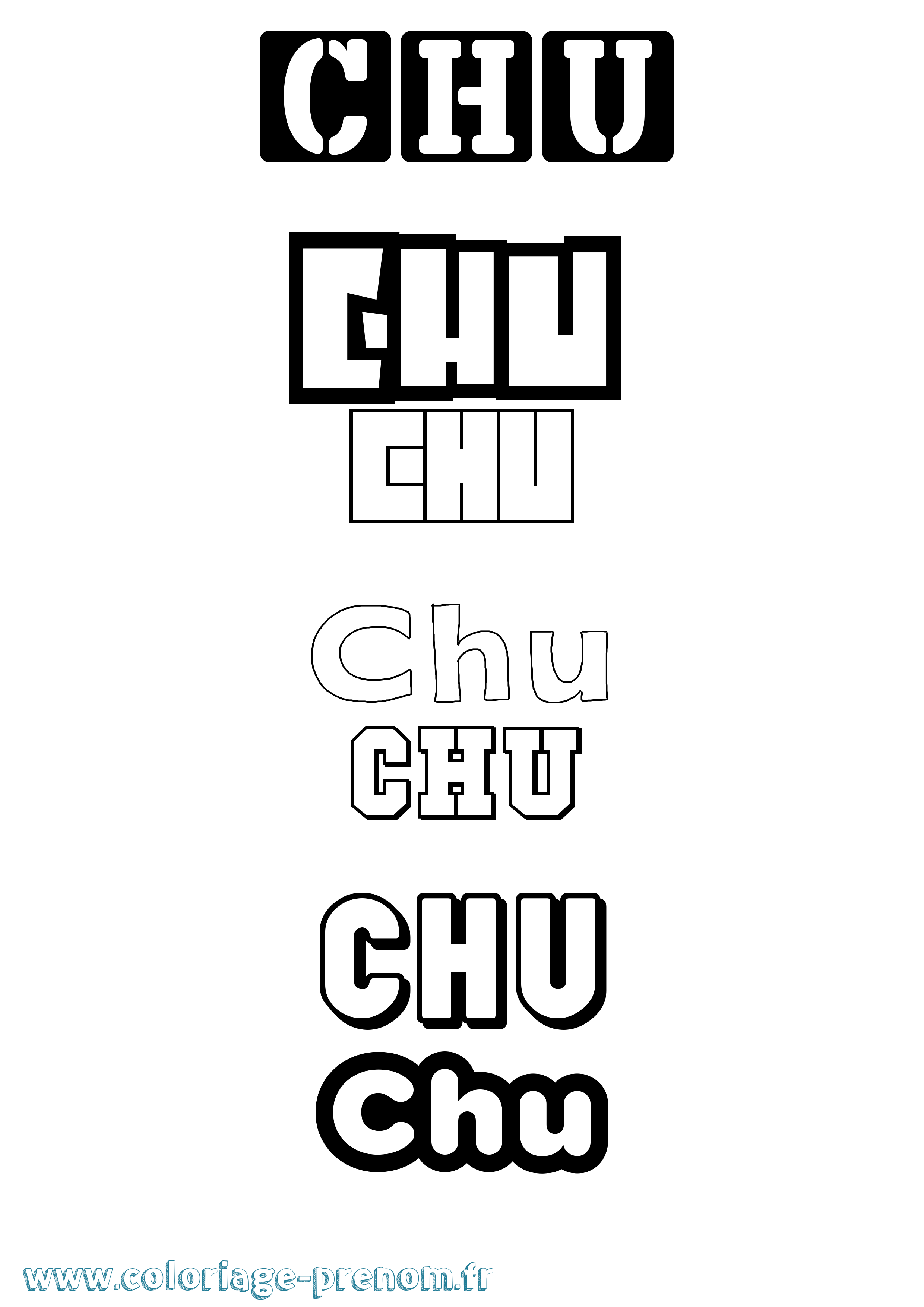 Coloriage prénom Chu Simple