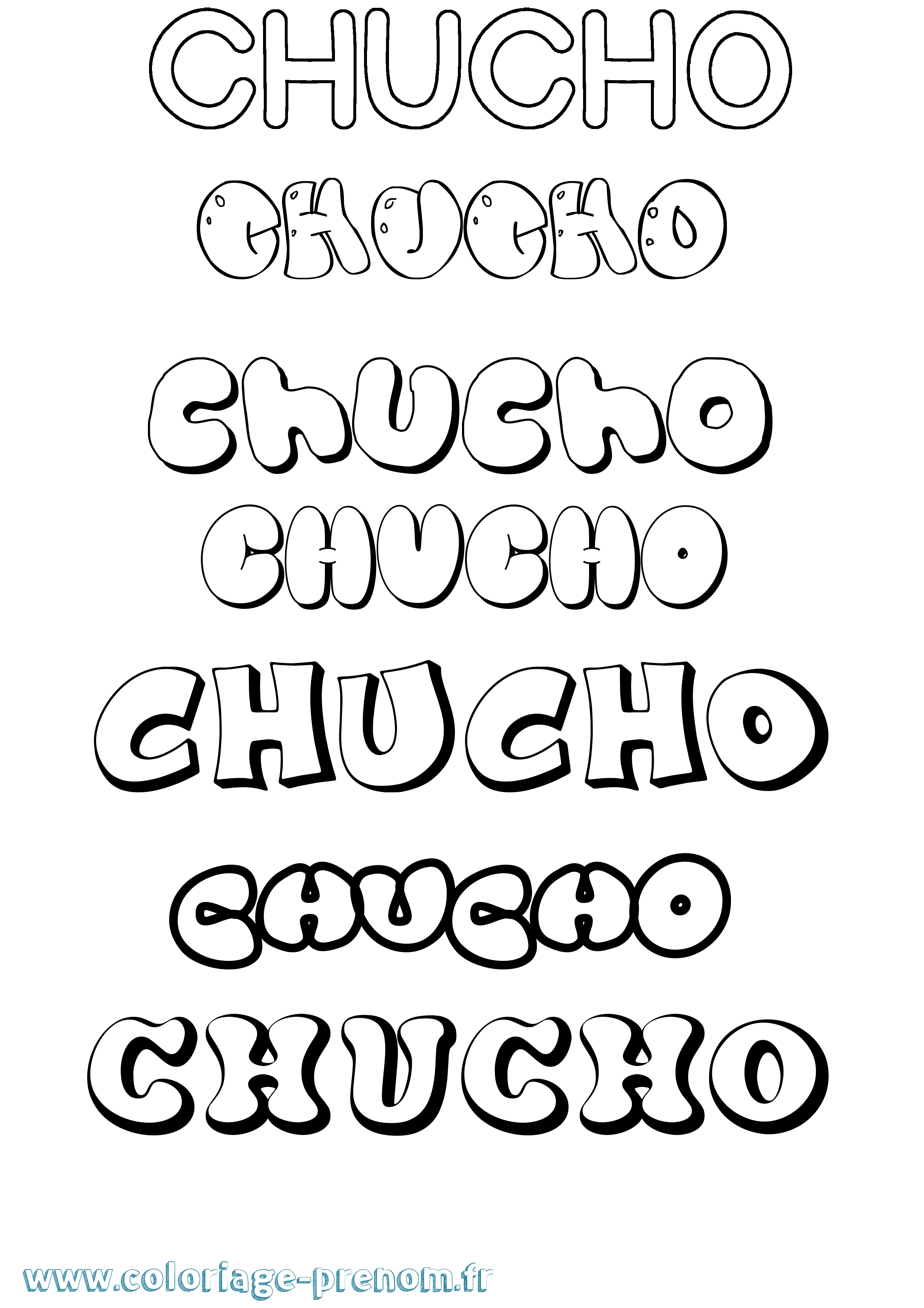 Coloriage Chucho Bubble Coloriage prénom Chucho Bubble