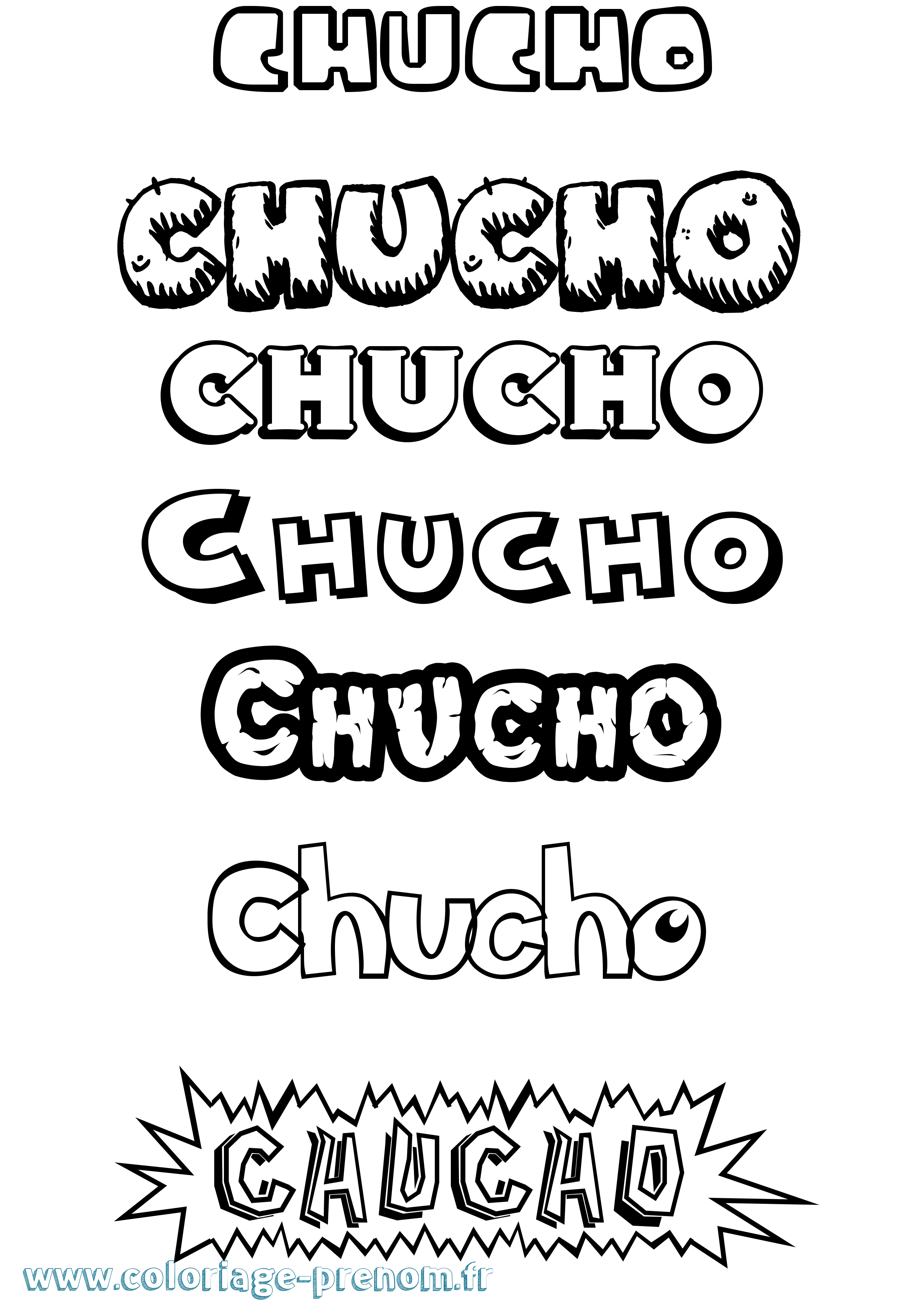 Coloriage Chucho Dessin Animé Coloriage prénom Chucho Dessin Animé
