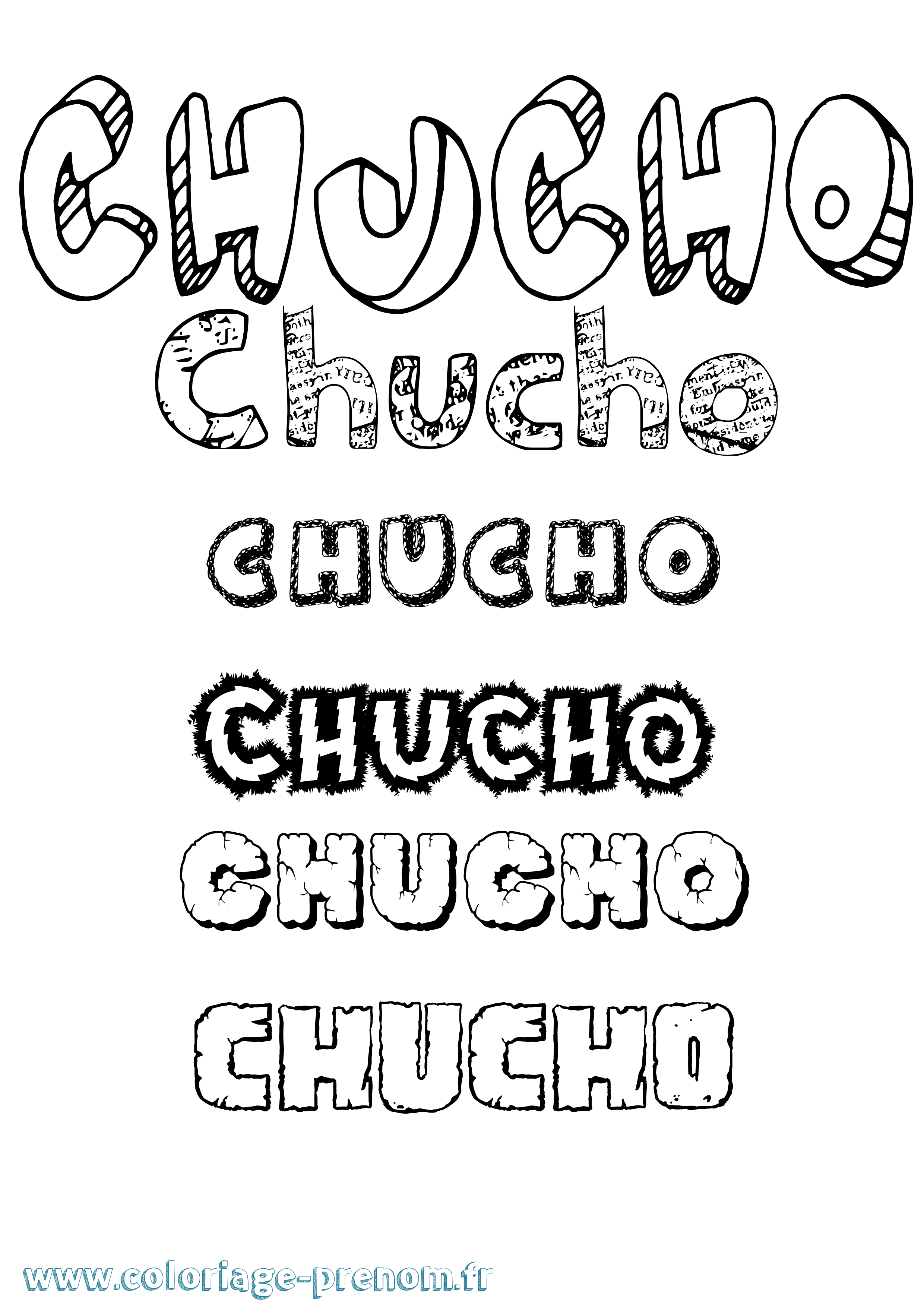 Coloriage Chucho Destructuré Coloriage prénom Chucho Destructuré