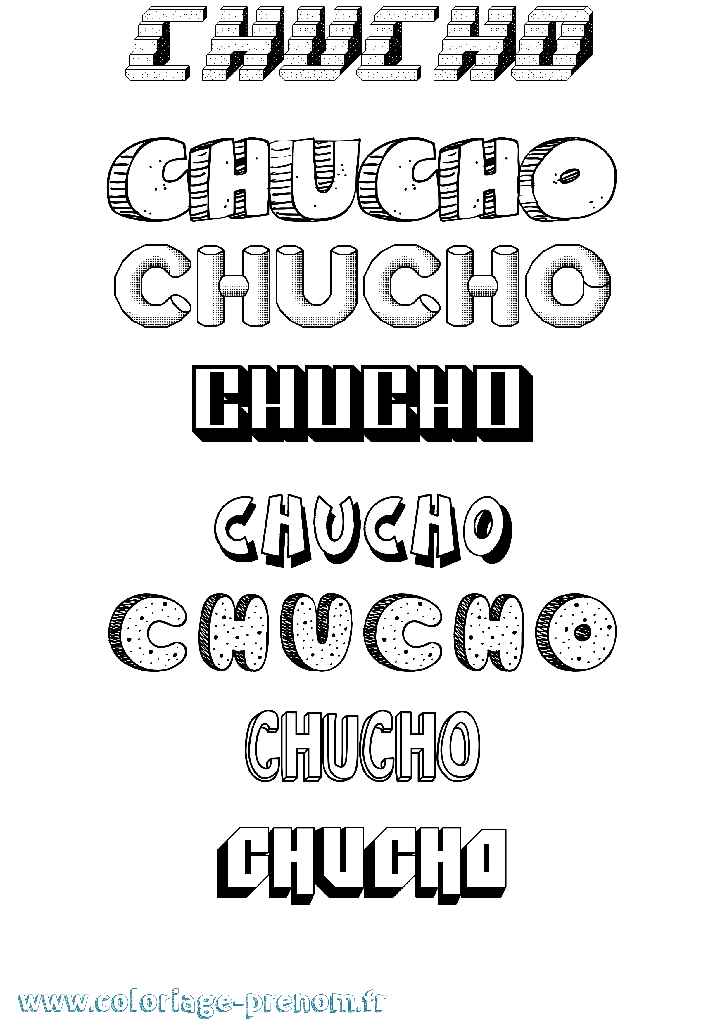 Coloriage Chucho Effet 3D Coloriage prénom Chucho Effet 3D