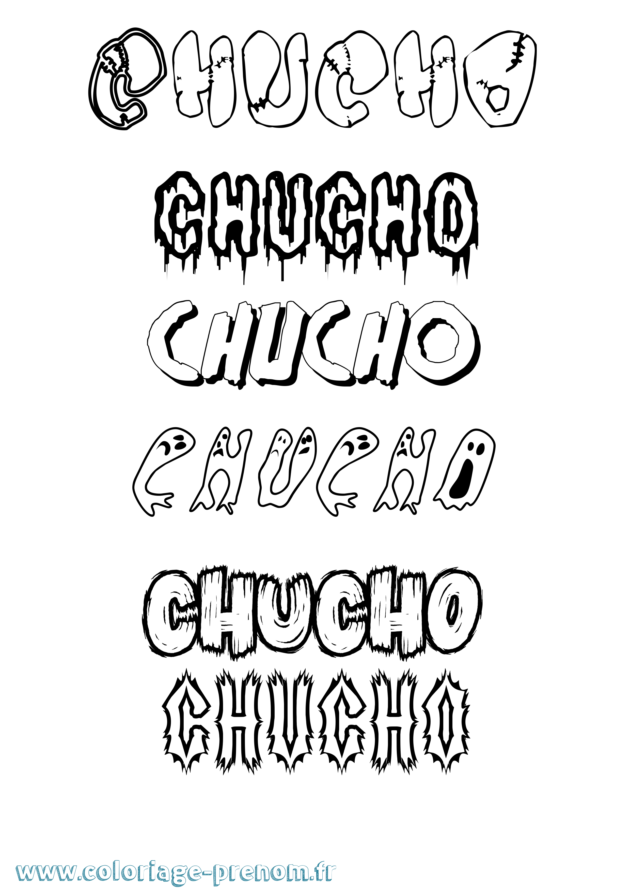 Coloriage Chucho Frisson Coloriage prénom Chucho Frisson