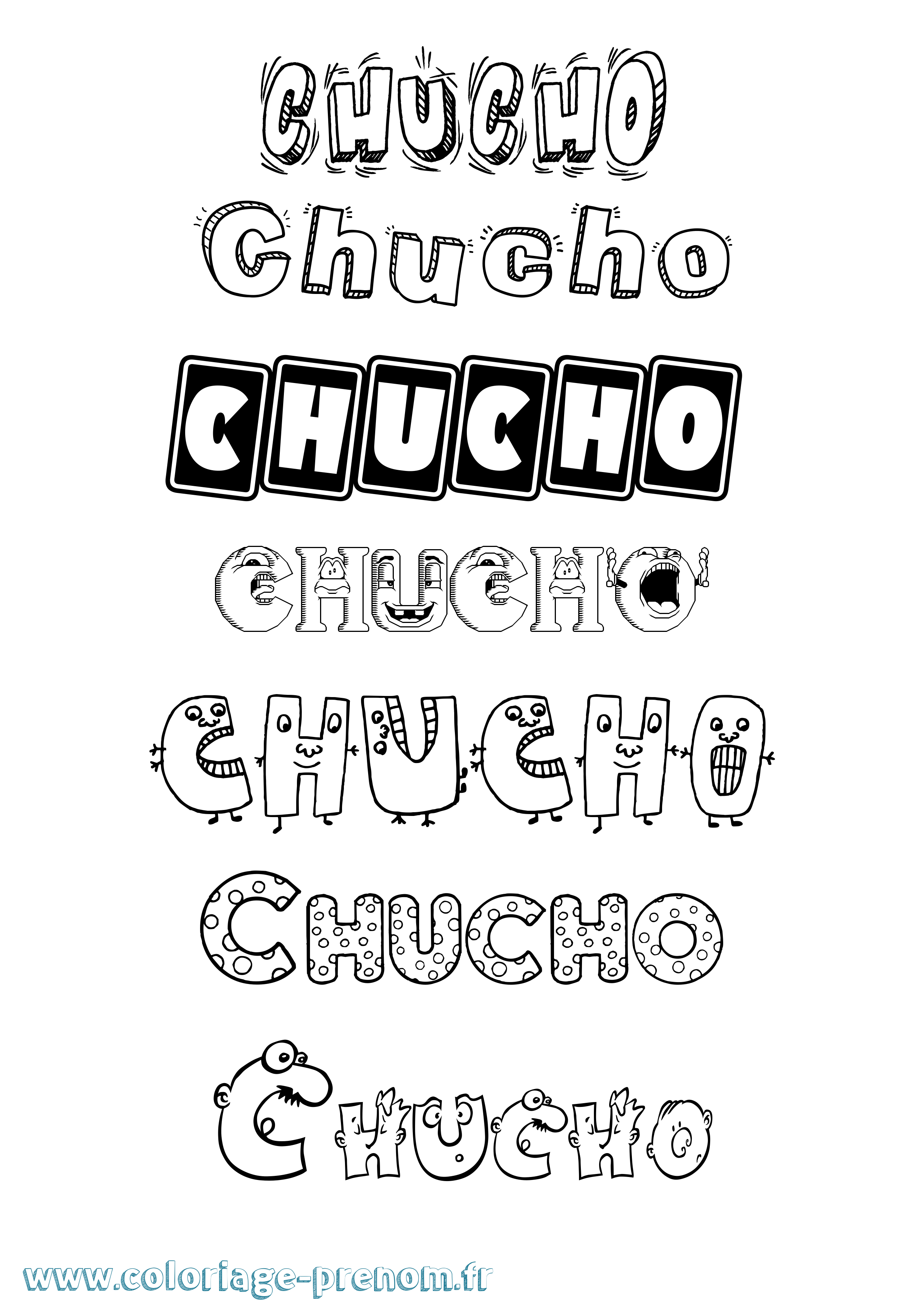 Coloriage Chucho Fun Coloriage prénom Chucho Fun