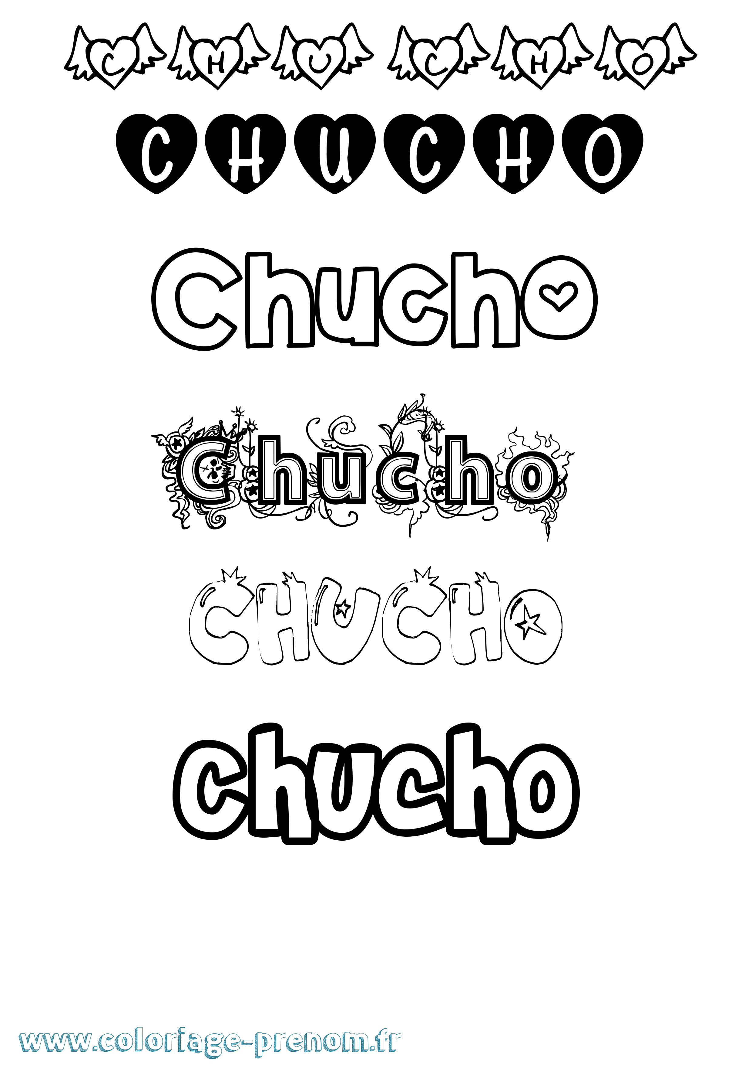 Coloriage Chucho Girly Coloriage prénom Chucho Girly