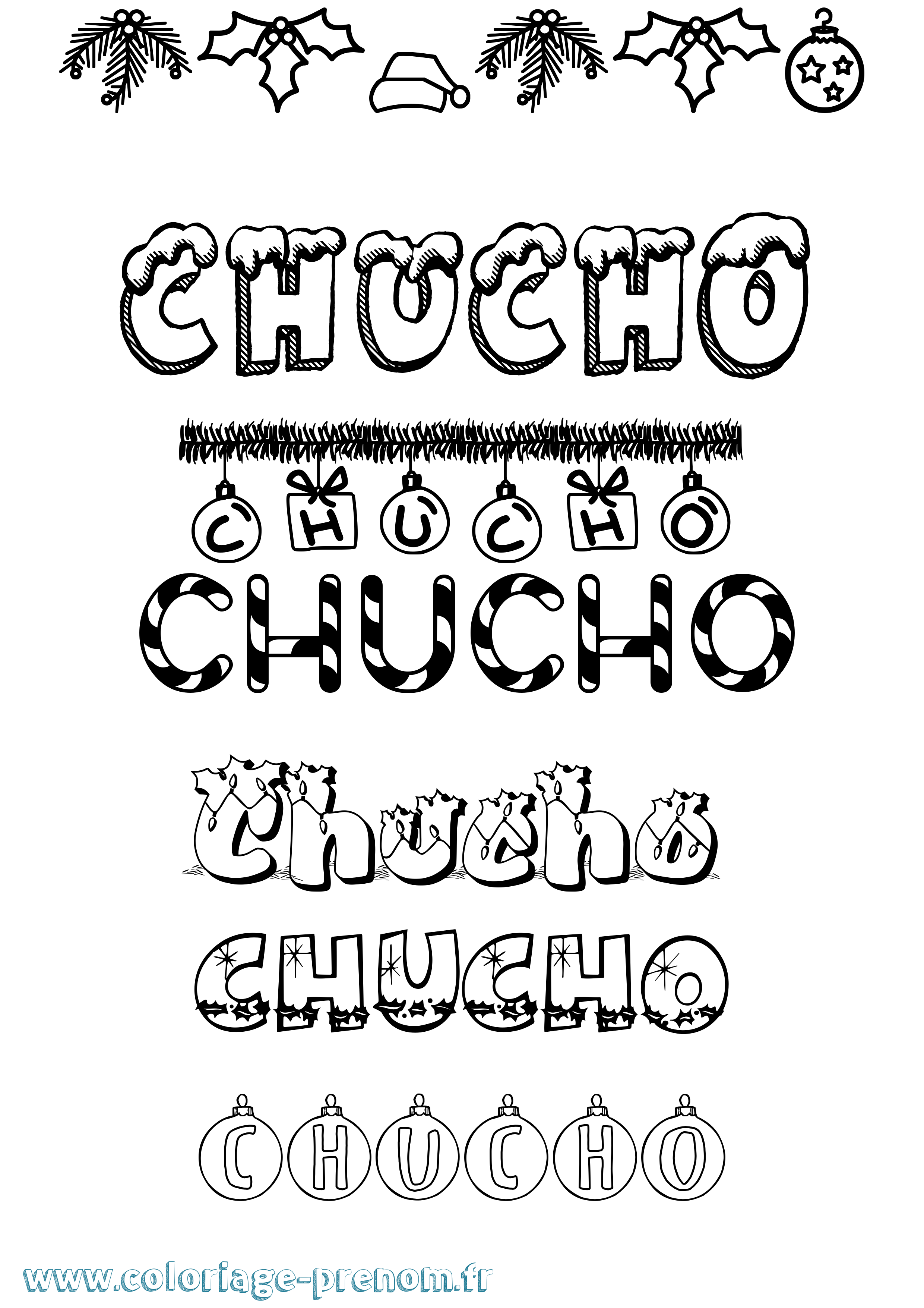 Coloriage Chucho Noël Coloriage prénom Chucho Noël