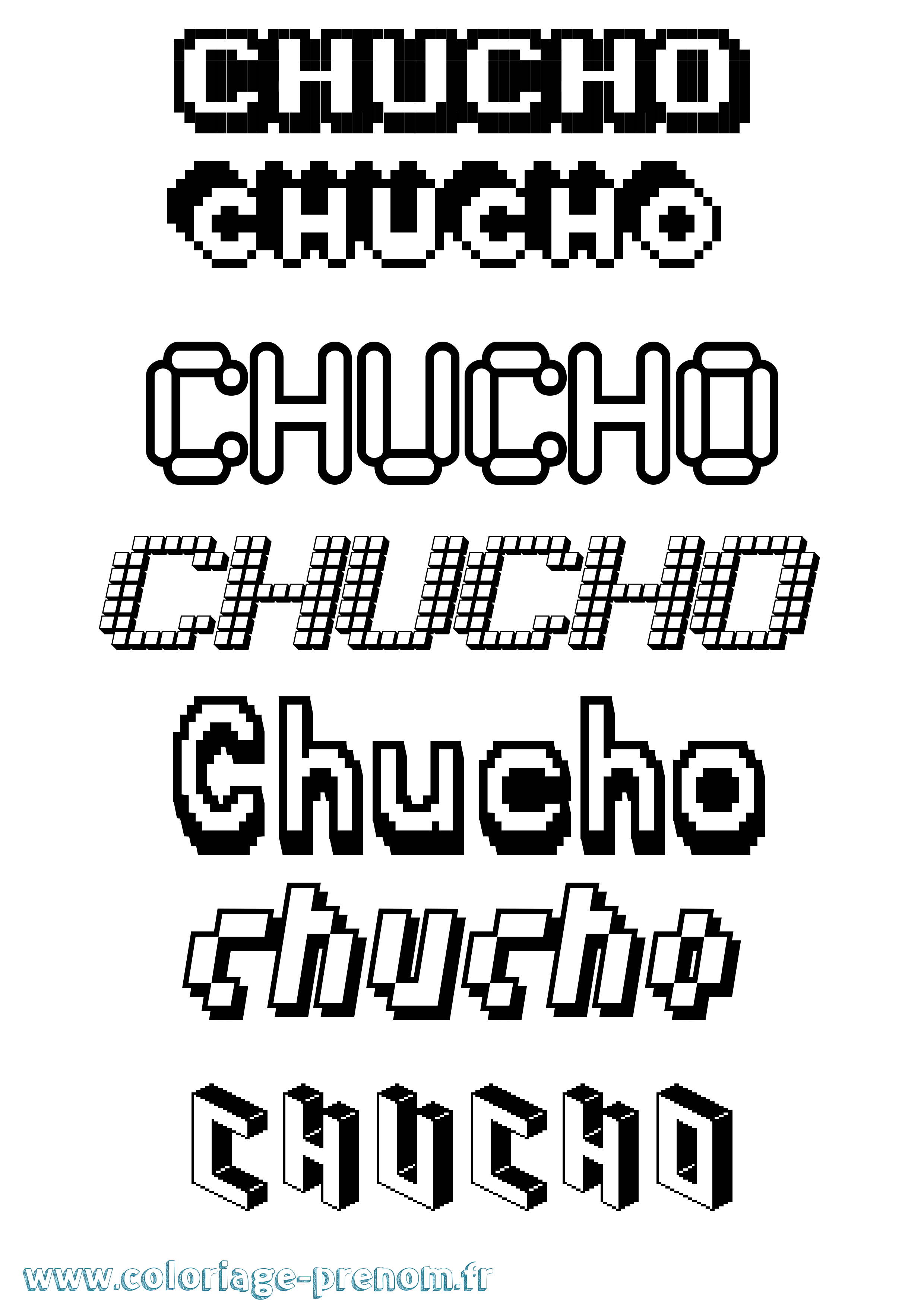 Coloriage Chucho Pixel Coloriage prénom Chucho Pixel