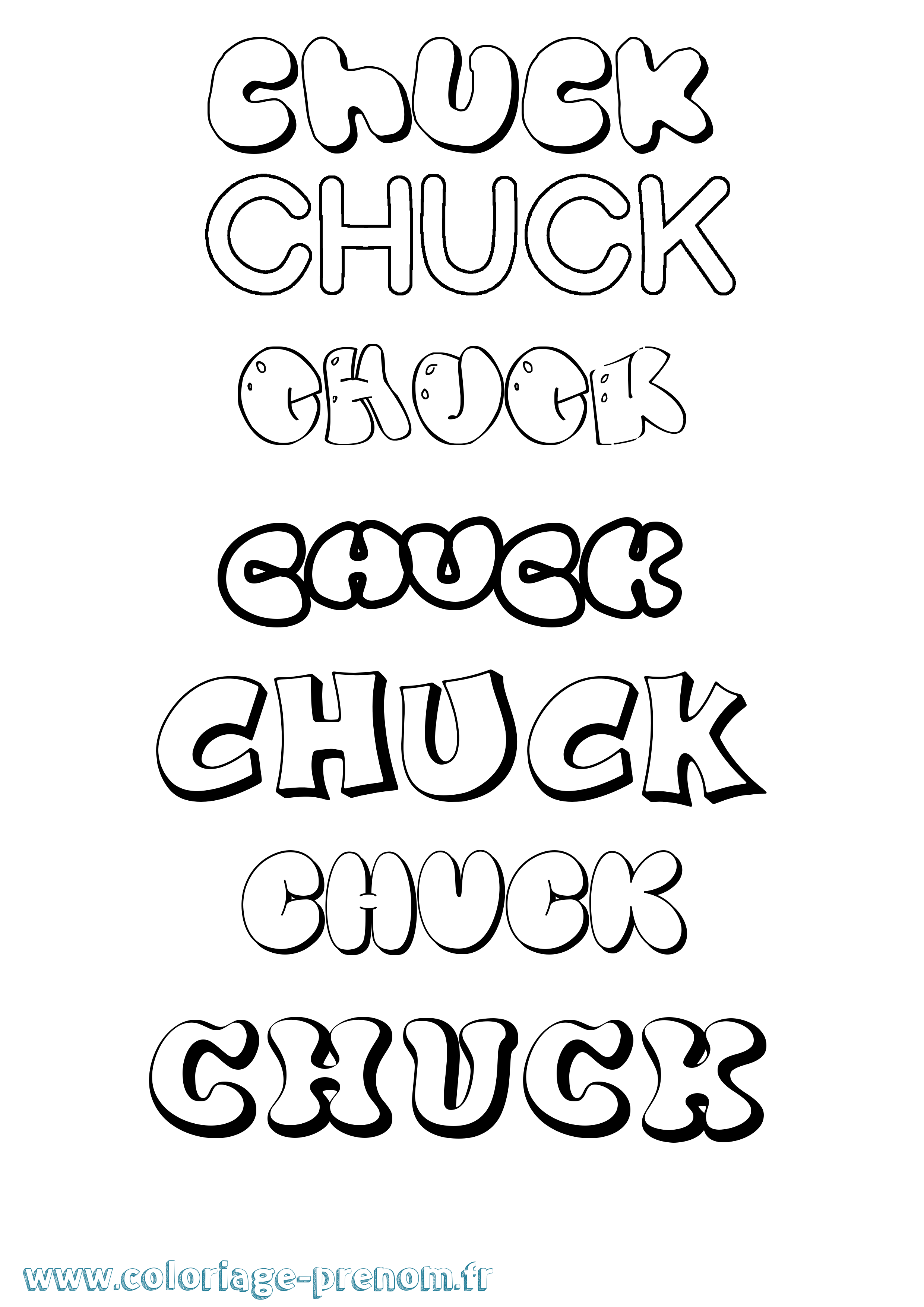 Coloriage prénom Chuck Bubble