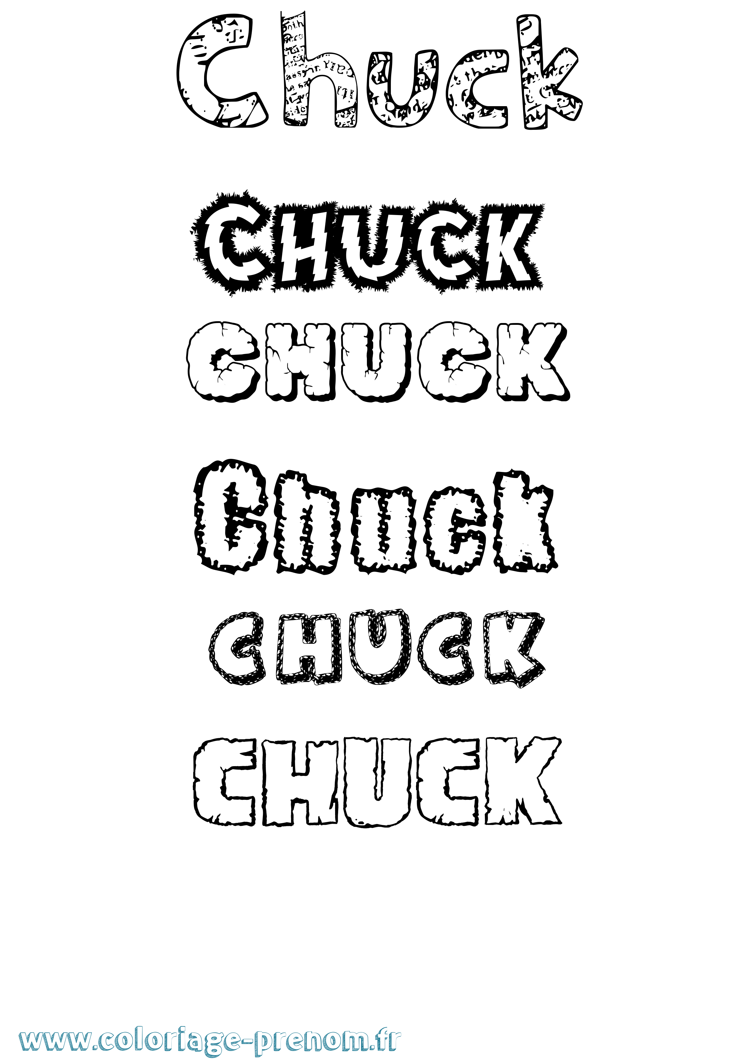 Coloriage prénom Chuck Destructuré