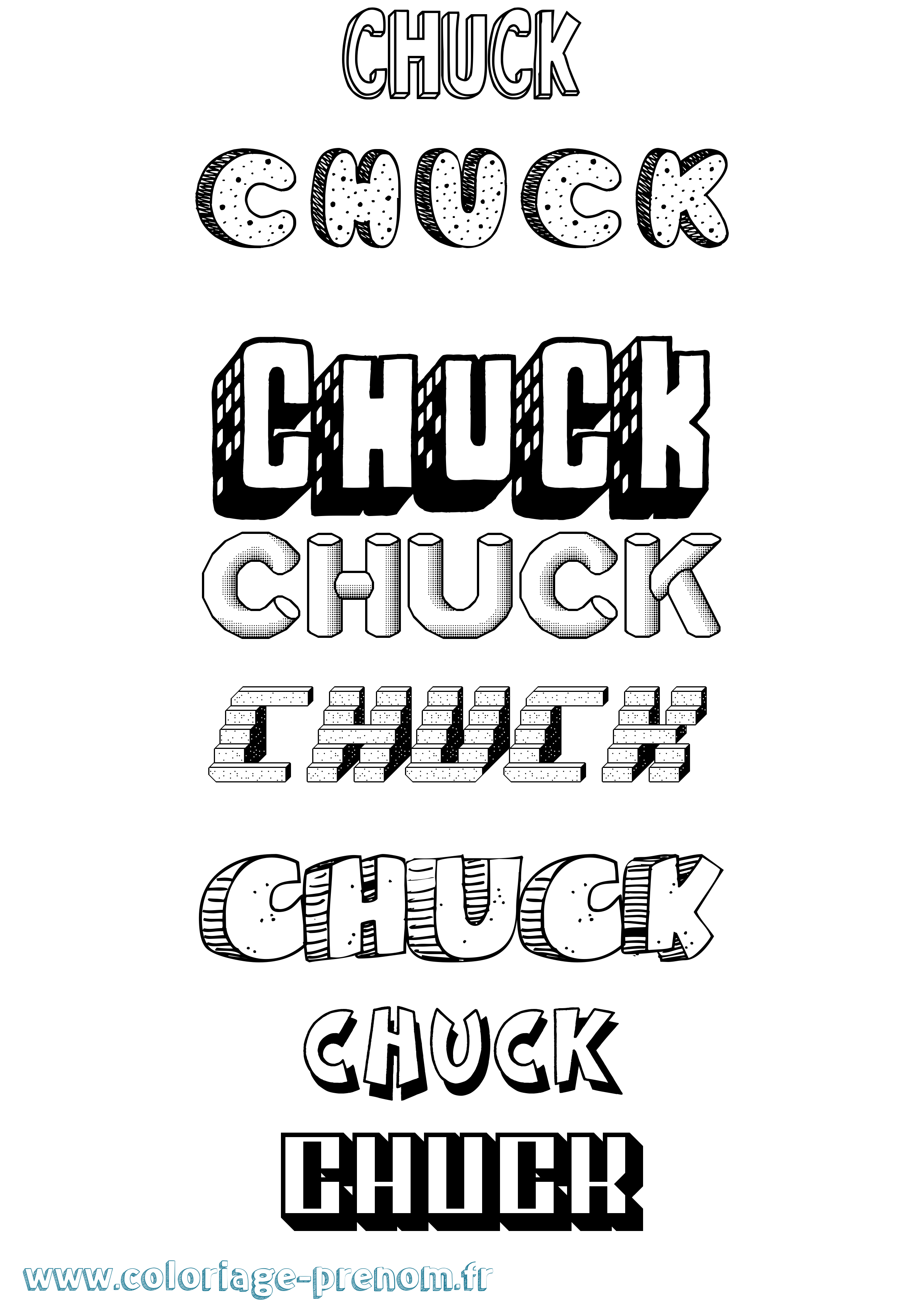 Coloriage prénom Chuck Effet 3D