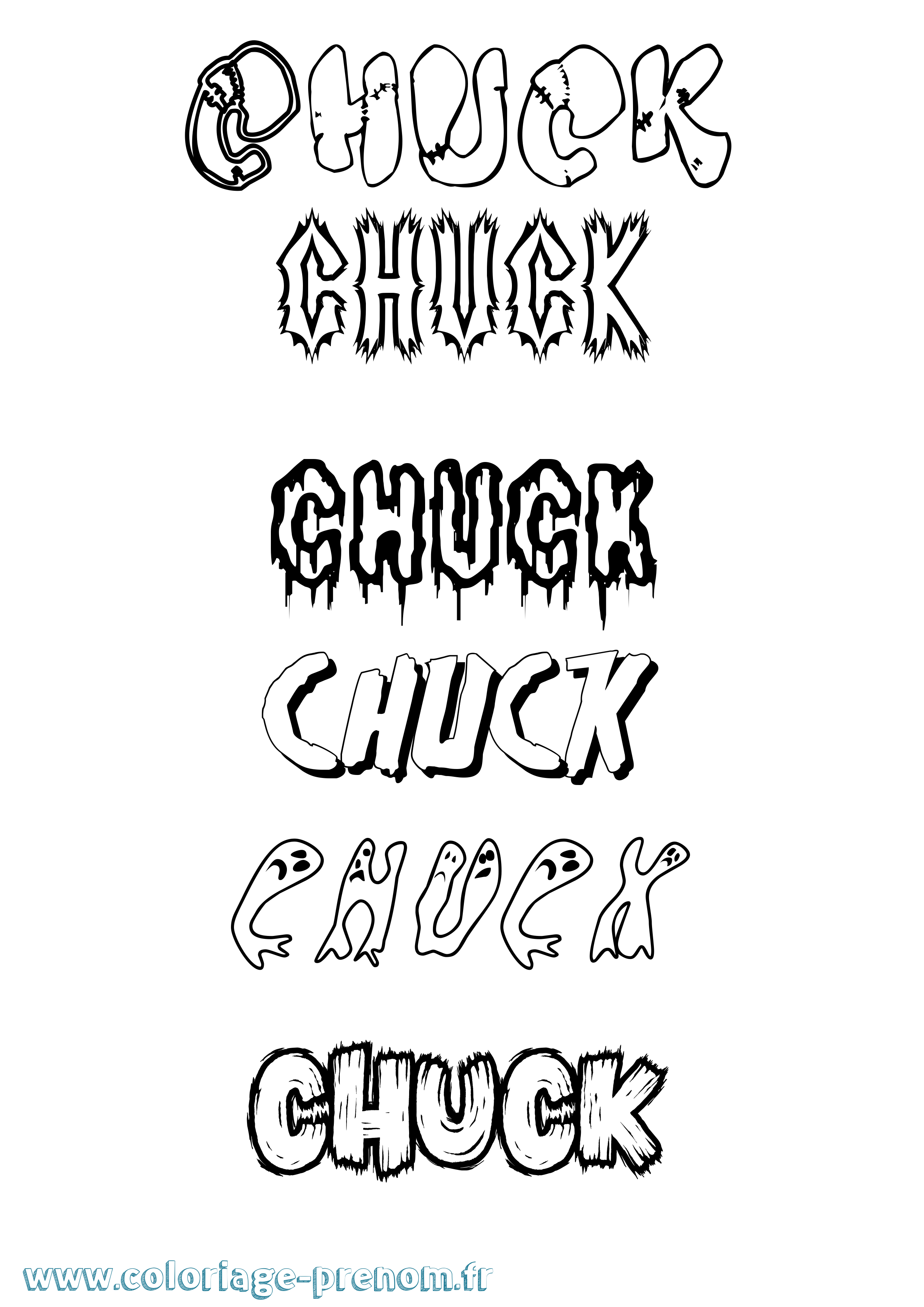 Coloriage prénom Chuck Frisson