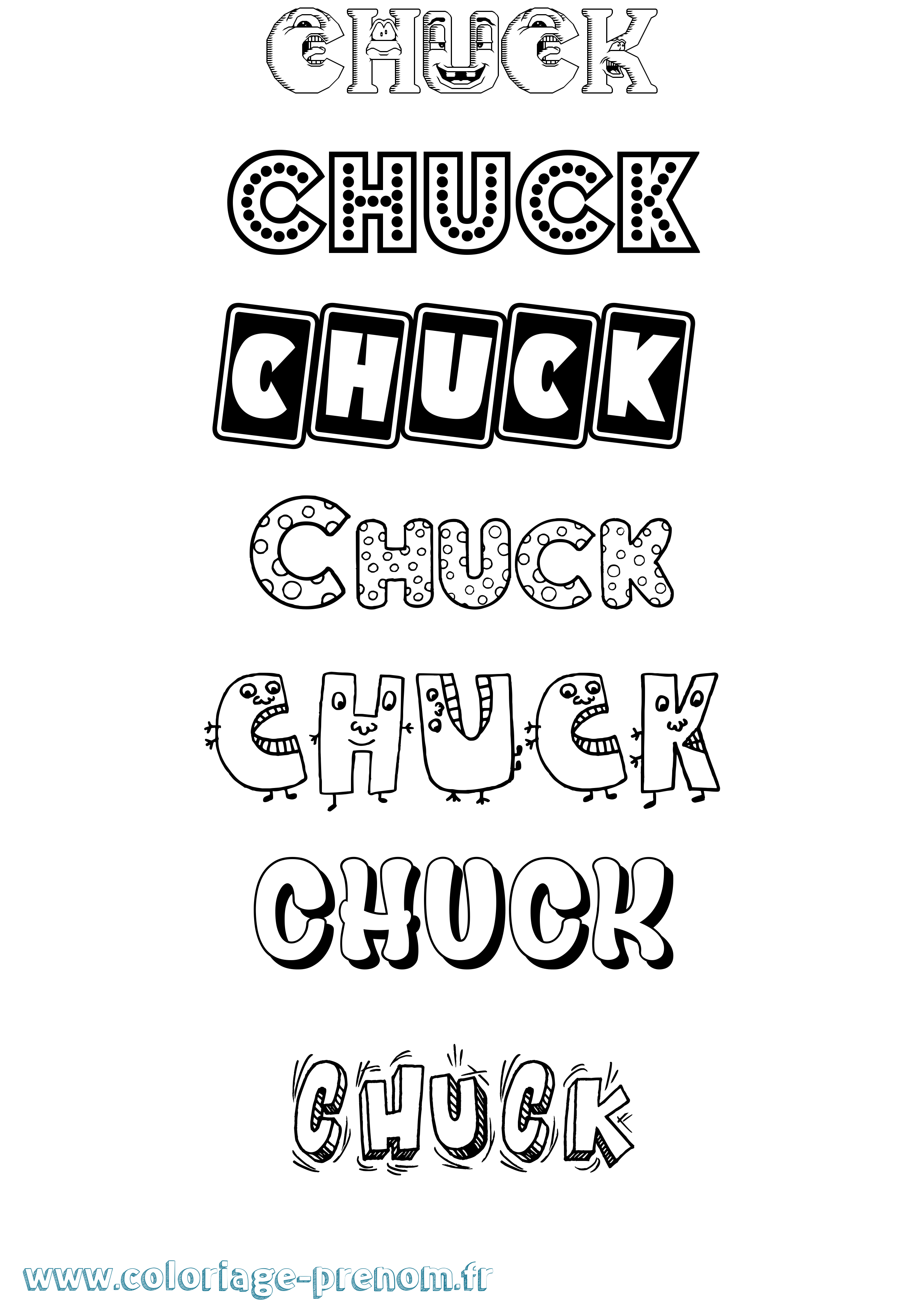 Coloriage prénom Chuck Fun