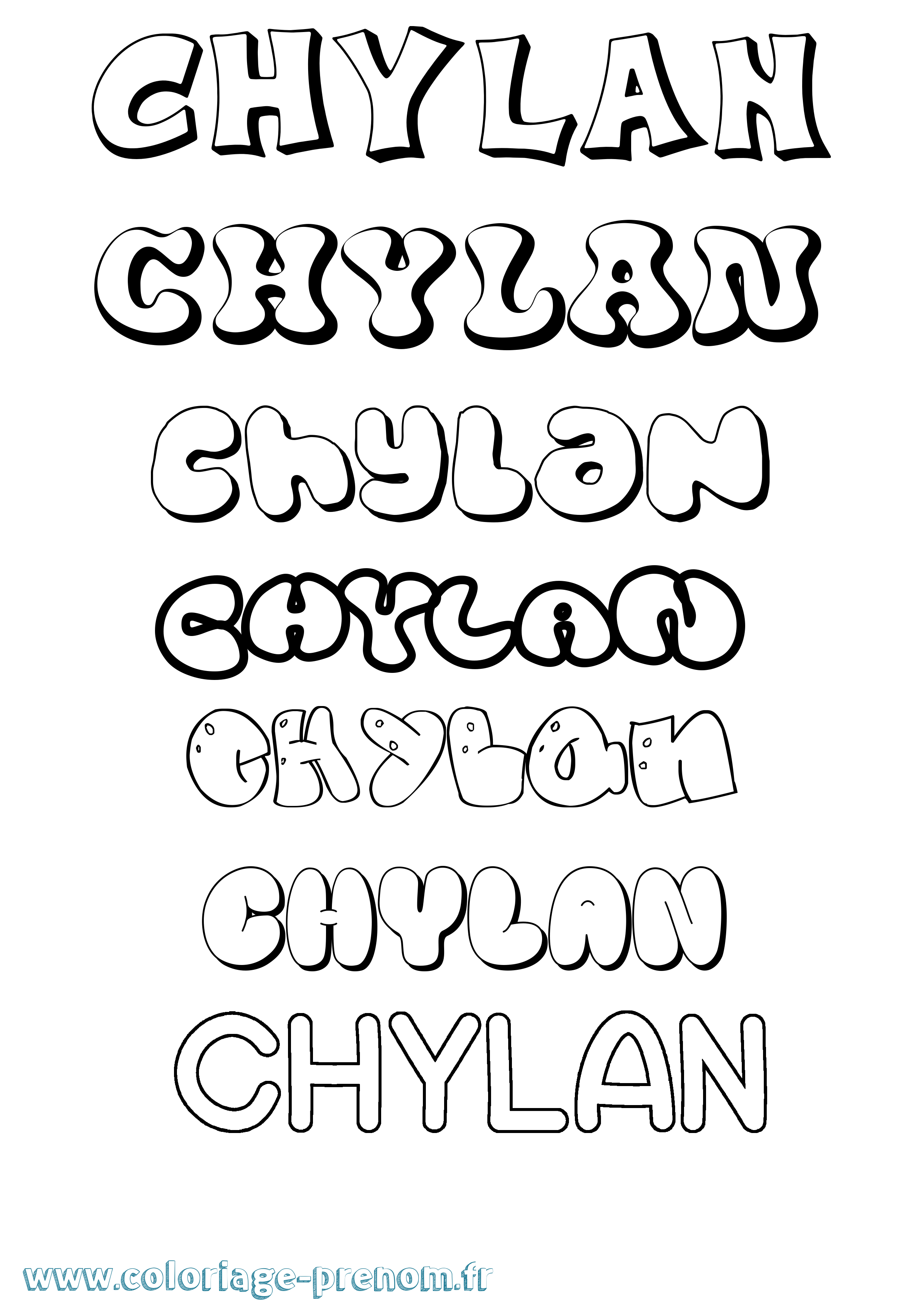 Coloriage Chylan Bubble Coloriage prénom Chylan Bubble