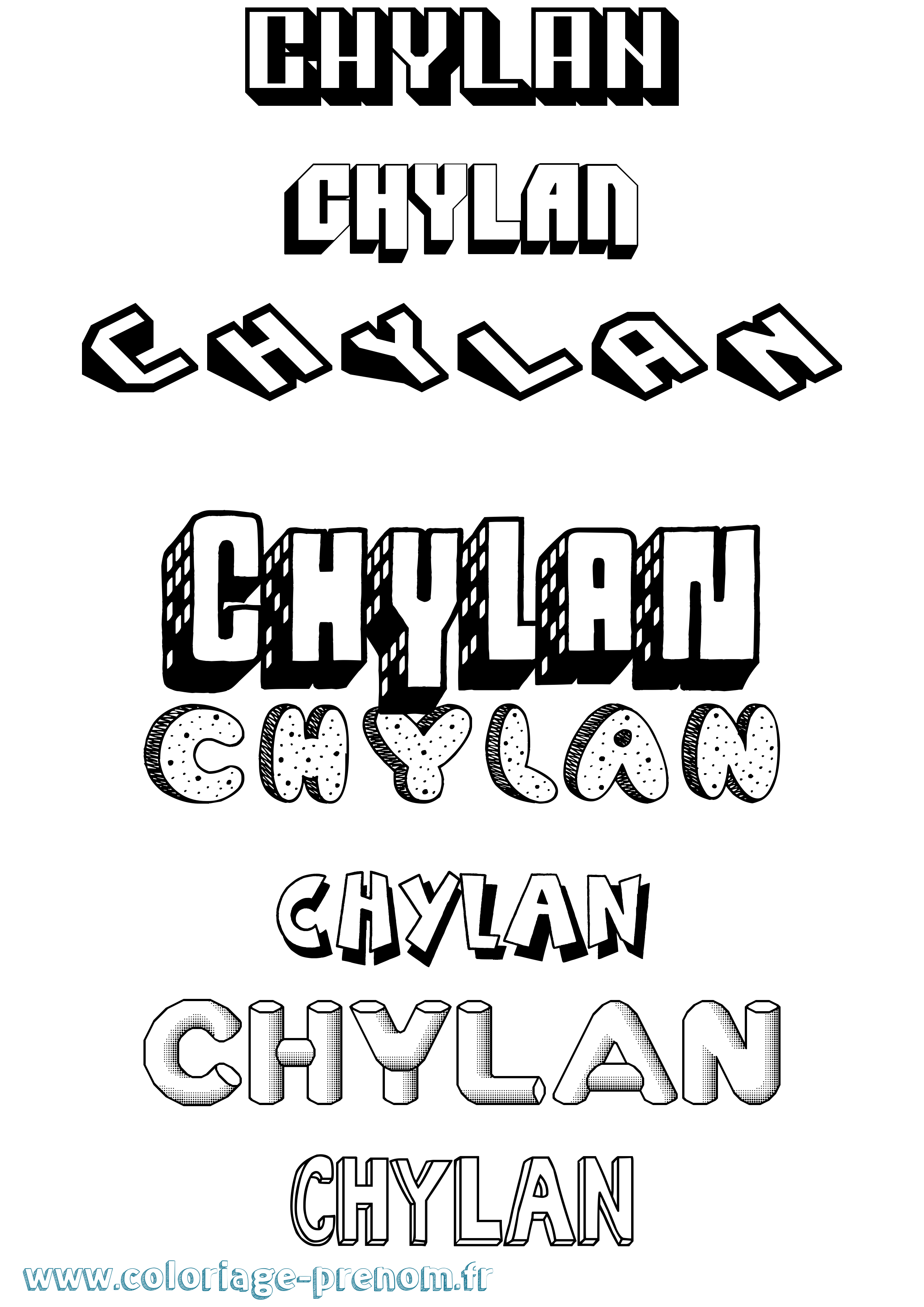 Coloriage Chylan Effet 3D Coloriage prénom Chylan Effet 3D