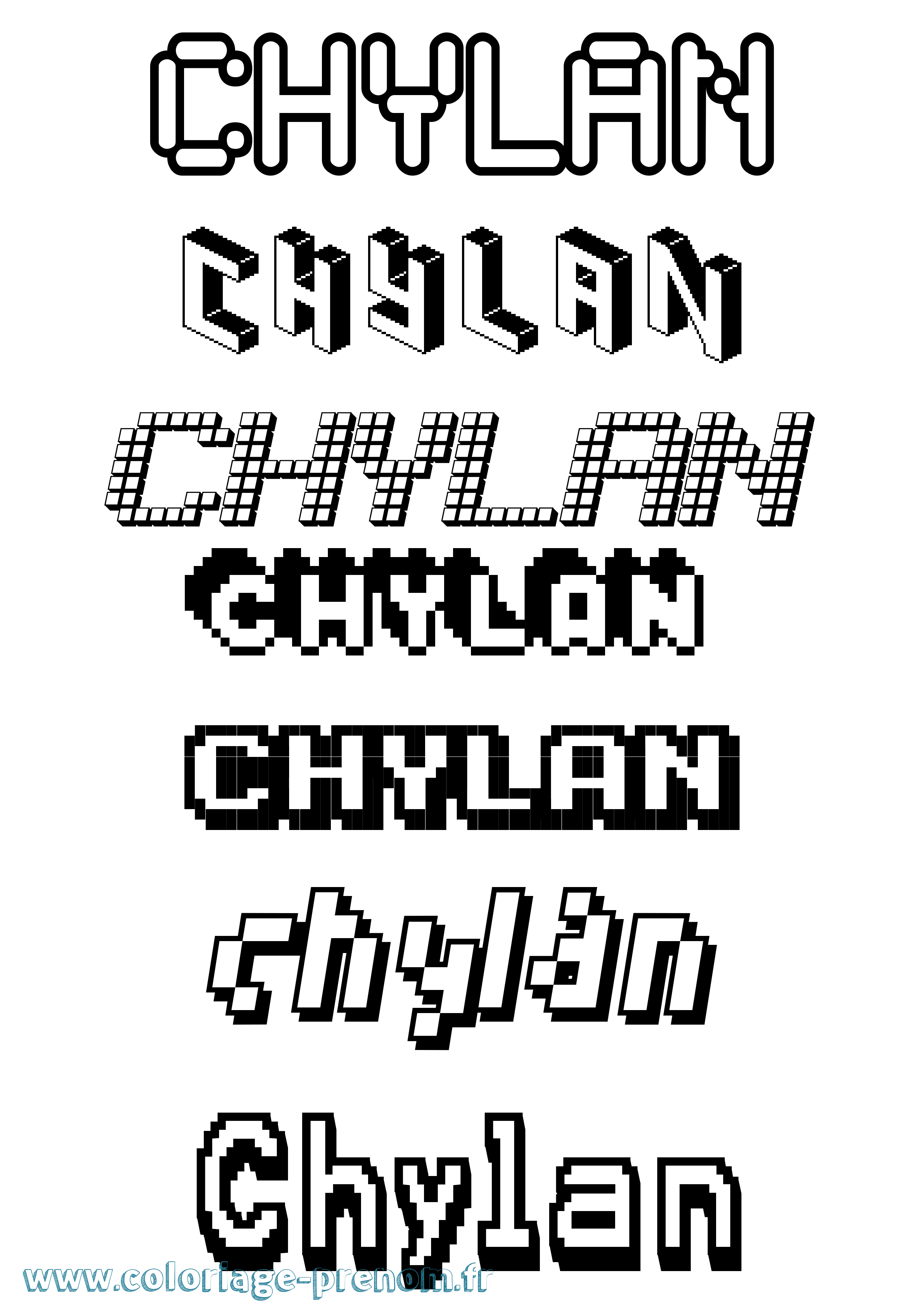 Coloriage Chylan Pixel Coloriage prénom Chylan Pixel