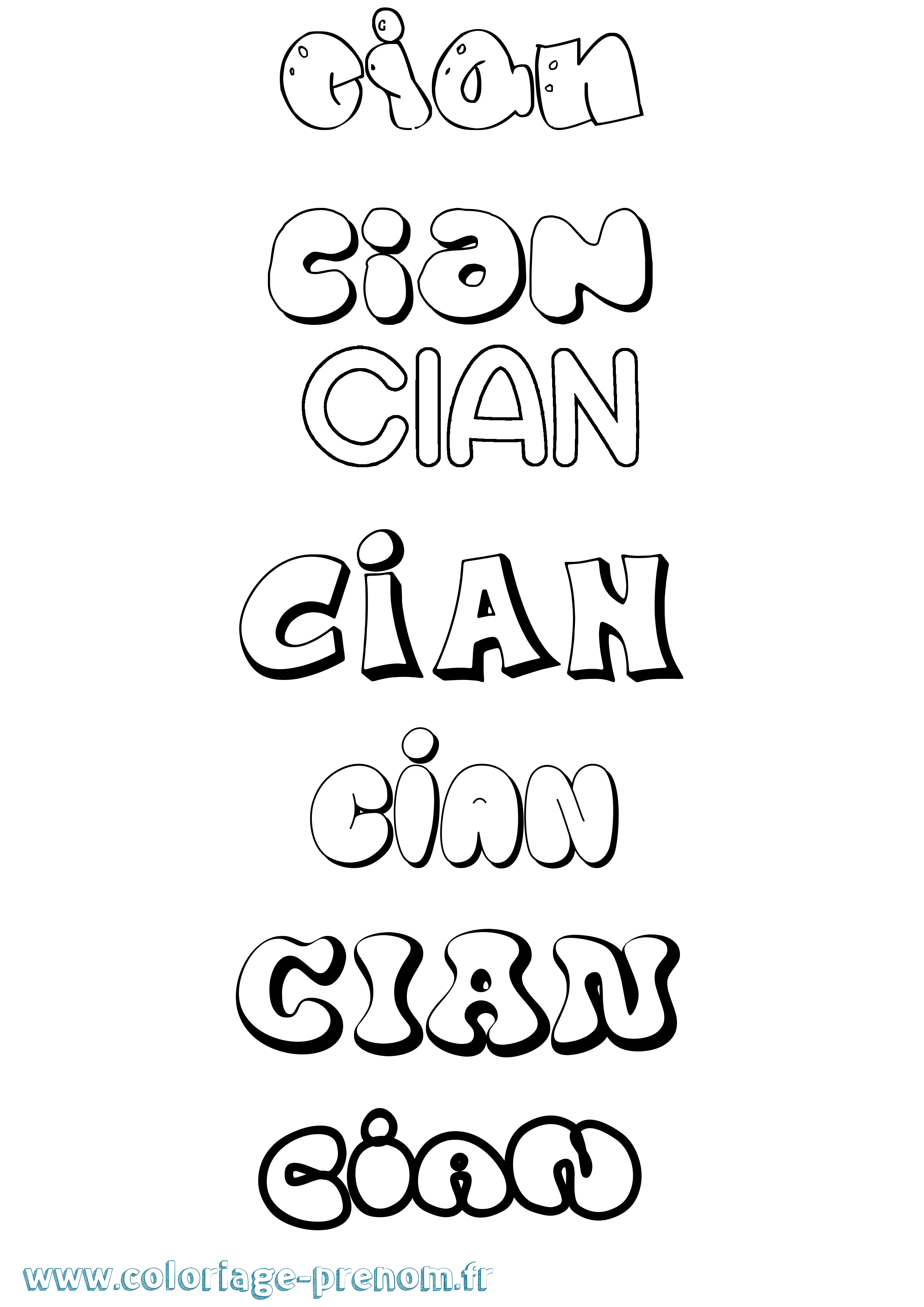 Coloriage Cian Bubble Coloriage prénom Cian Bubble