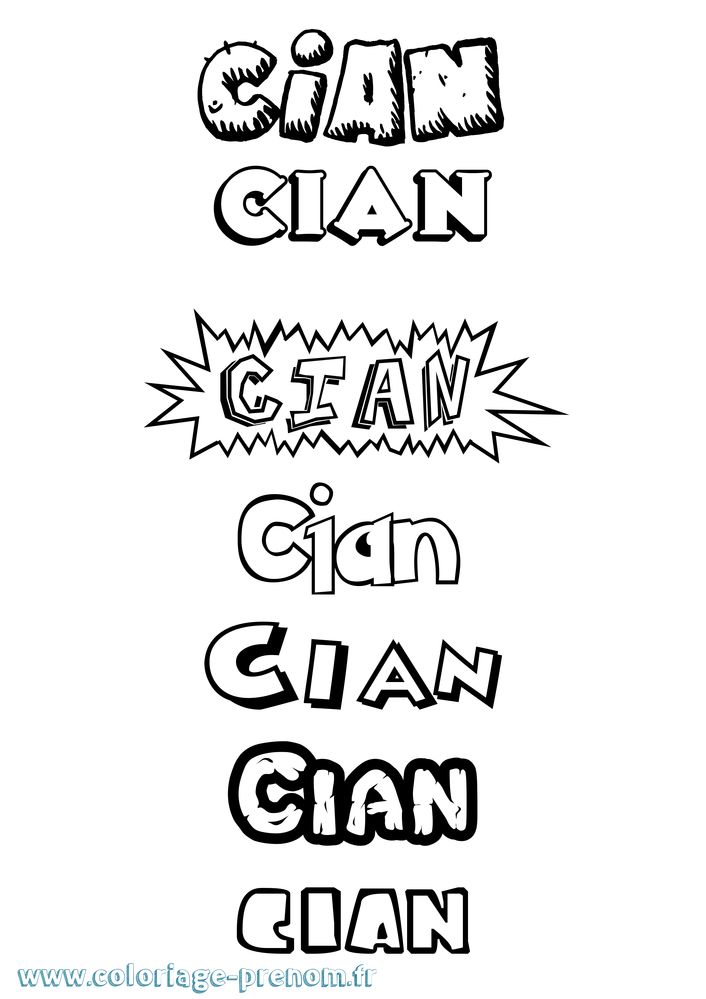 Coloriage Cian Dessin Animé Coloriage prénom Cian Dessin Animé
