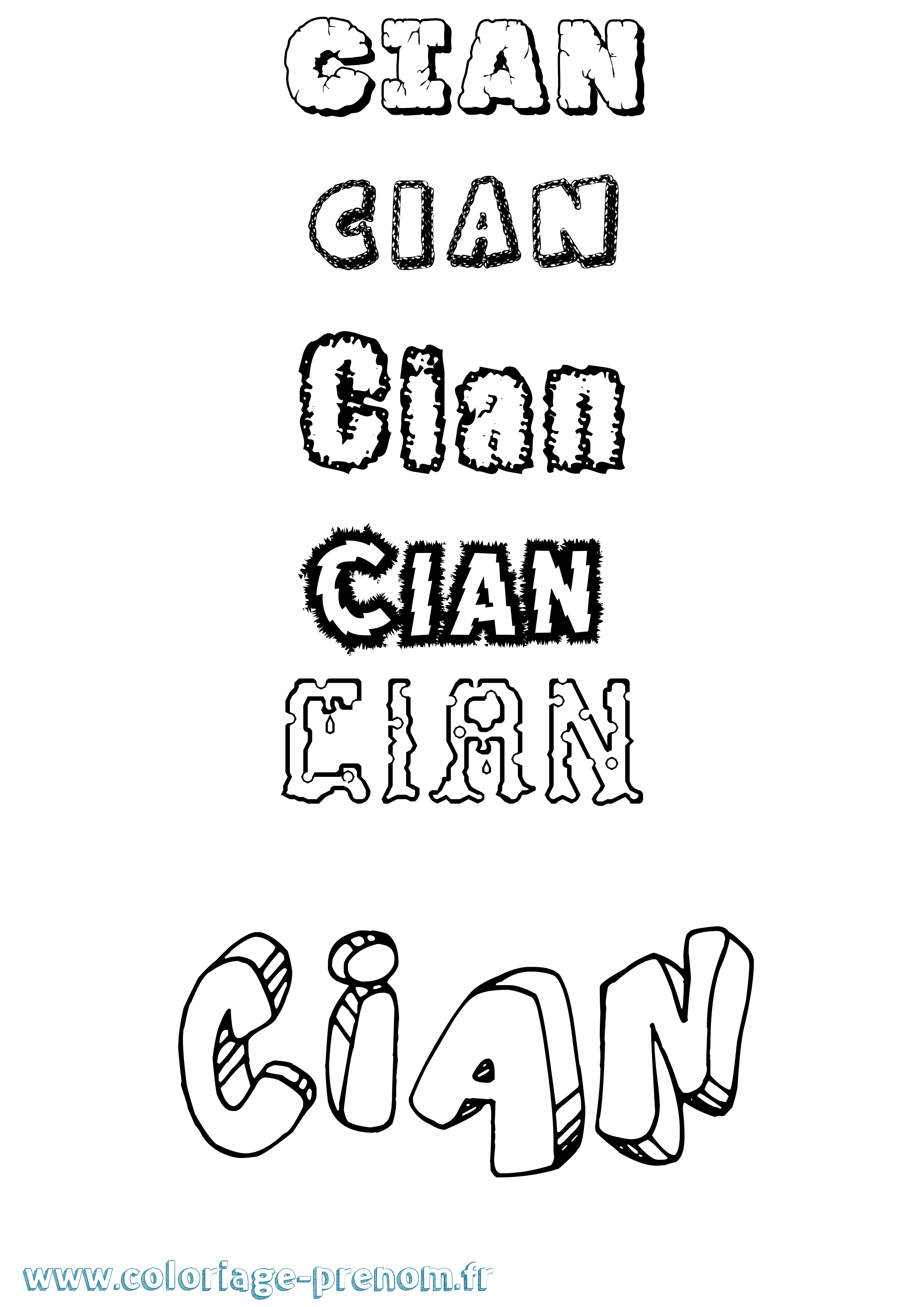 Coloriage prénom Cian Destructuré