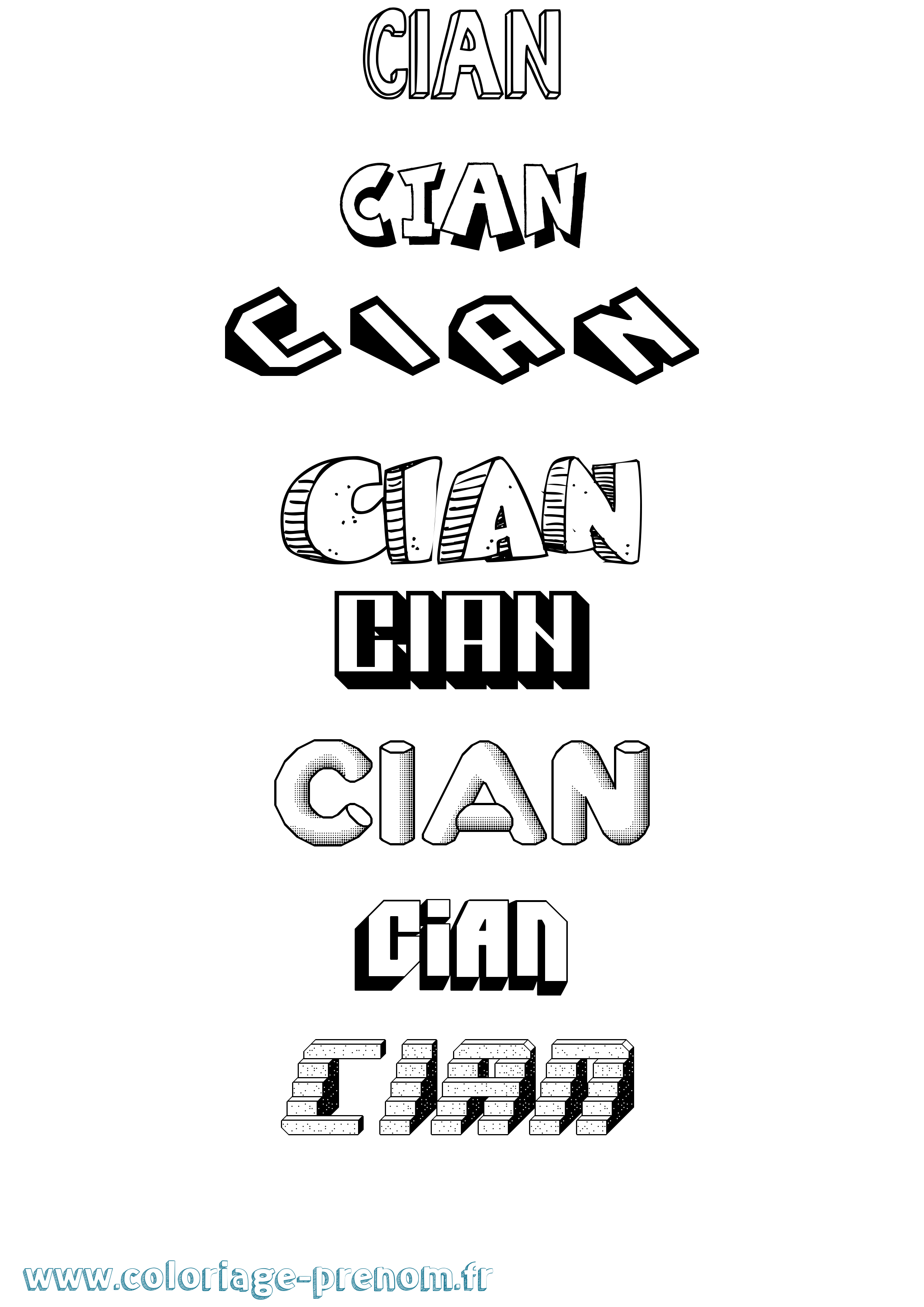 Coloriage Cian Effet 3D Coloriage prénom Cian Effet 3D