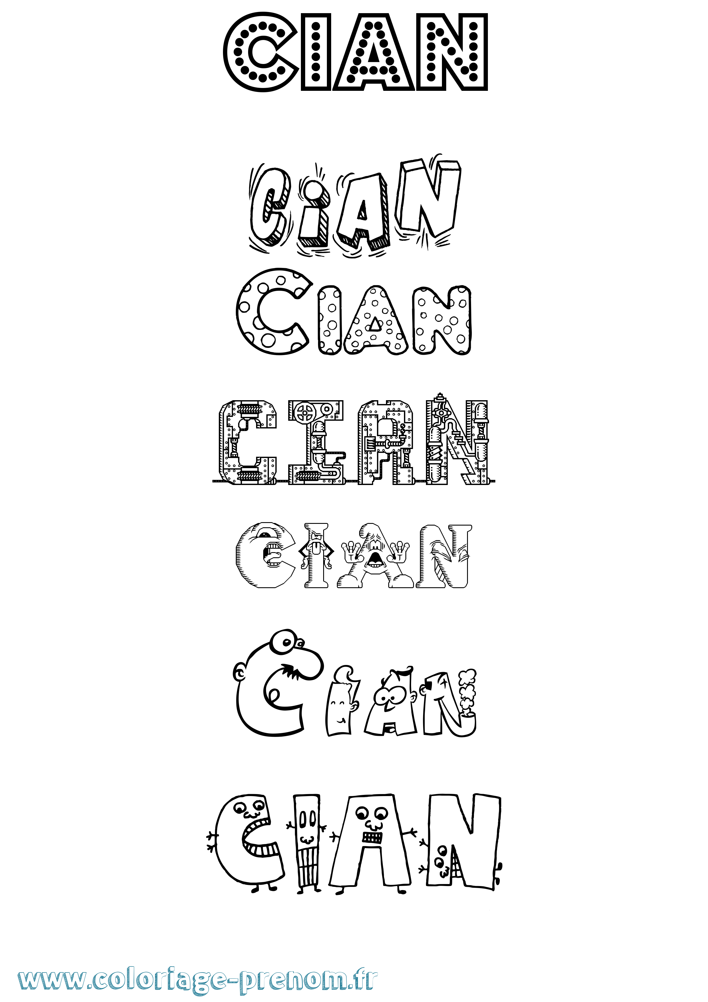 Coloriage prénom Cian Fun