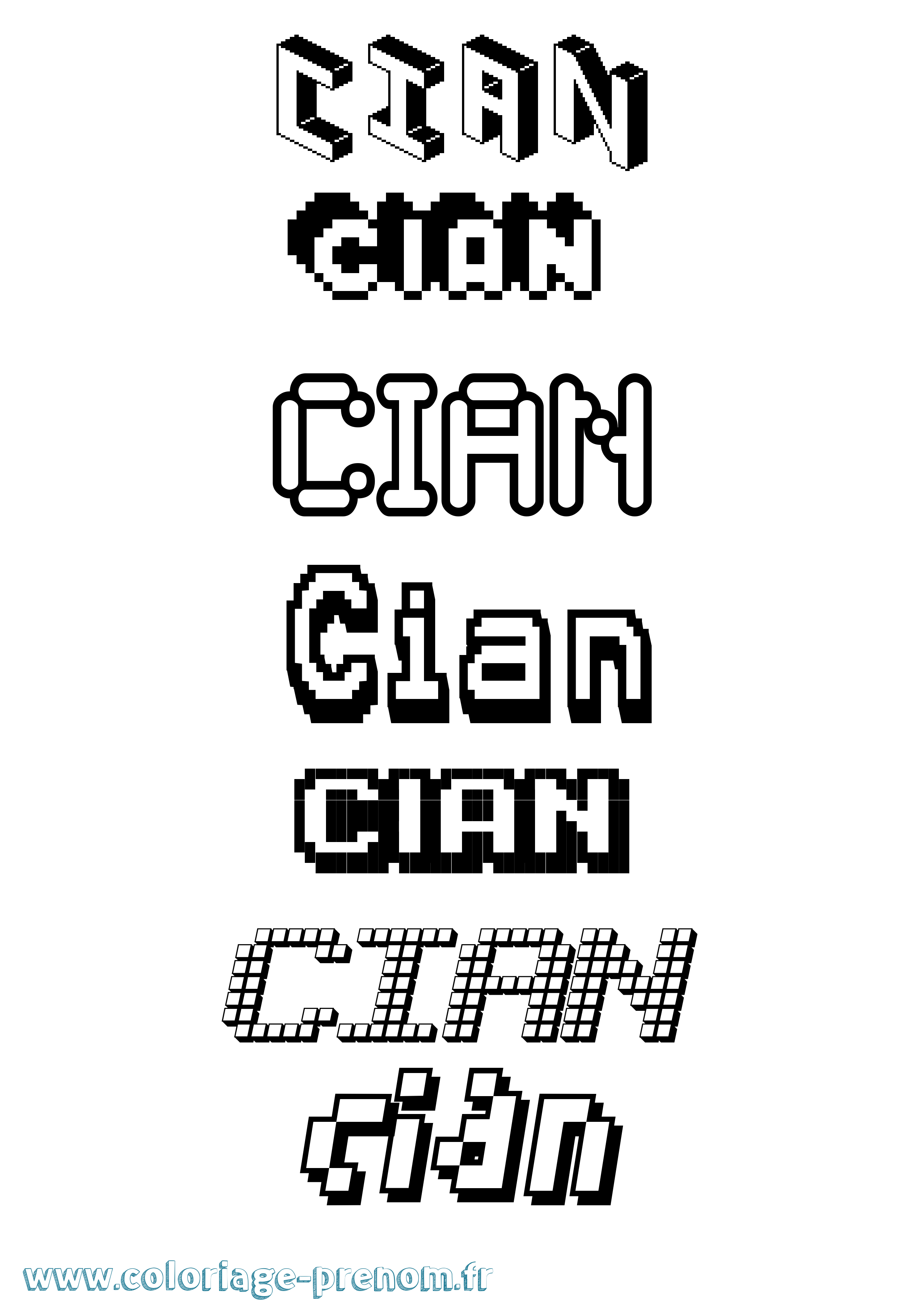 Coloriage prénom Cian Pixel