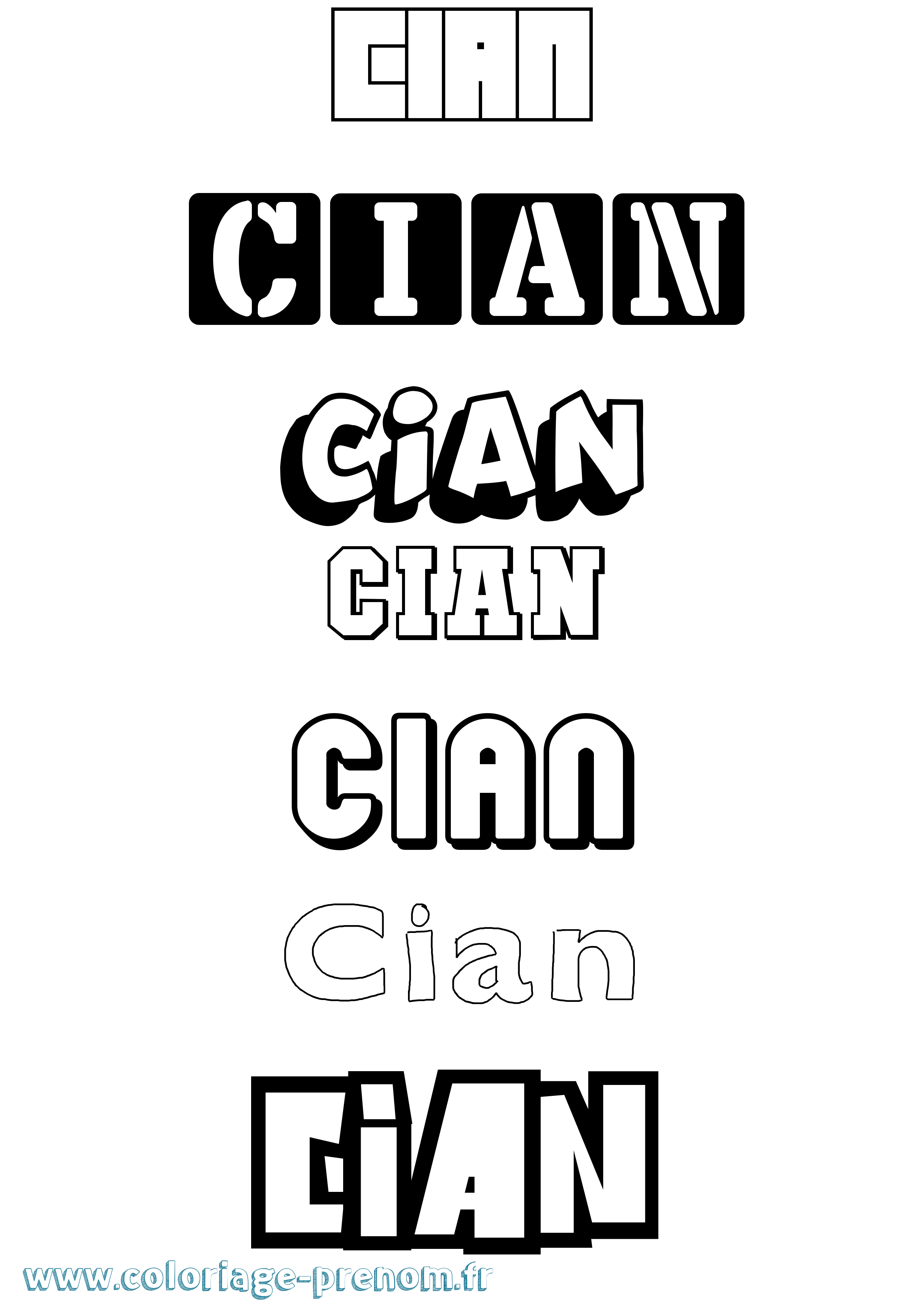 Coloriage Cian Simple Coloriage prénom Cian Simple