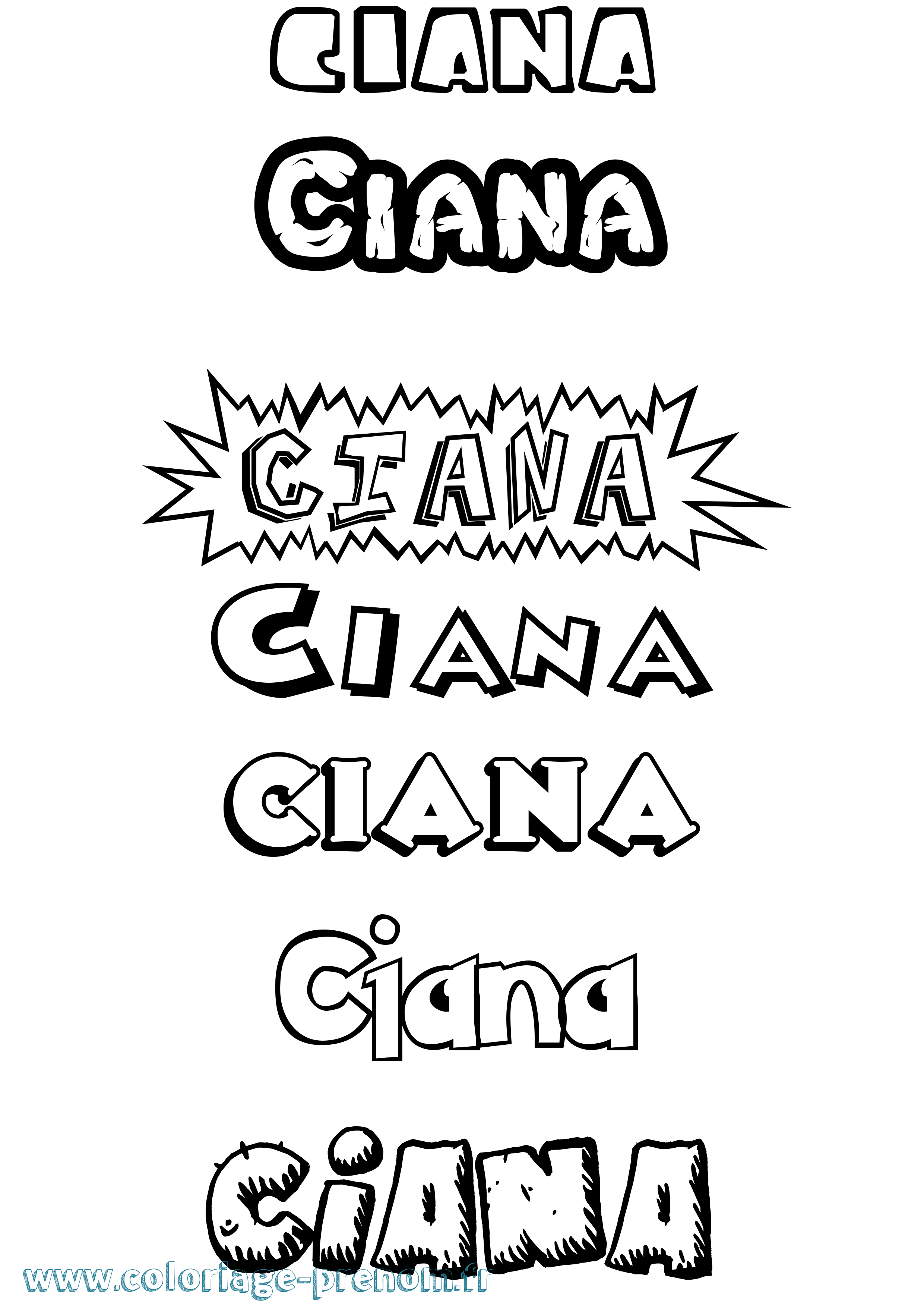 Coloriage Ciana Dessin Animé Coloriage prénom Ciana Dessin Animé
