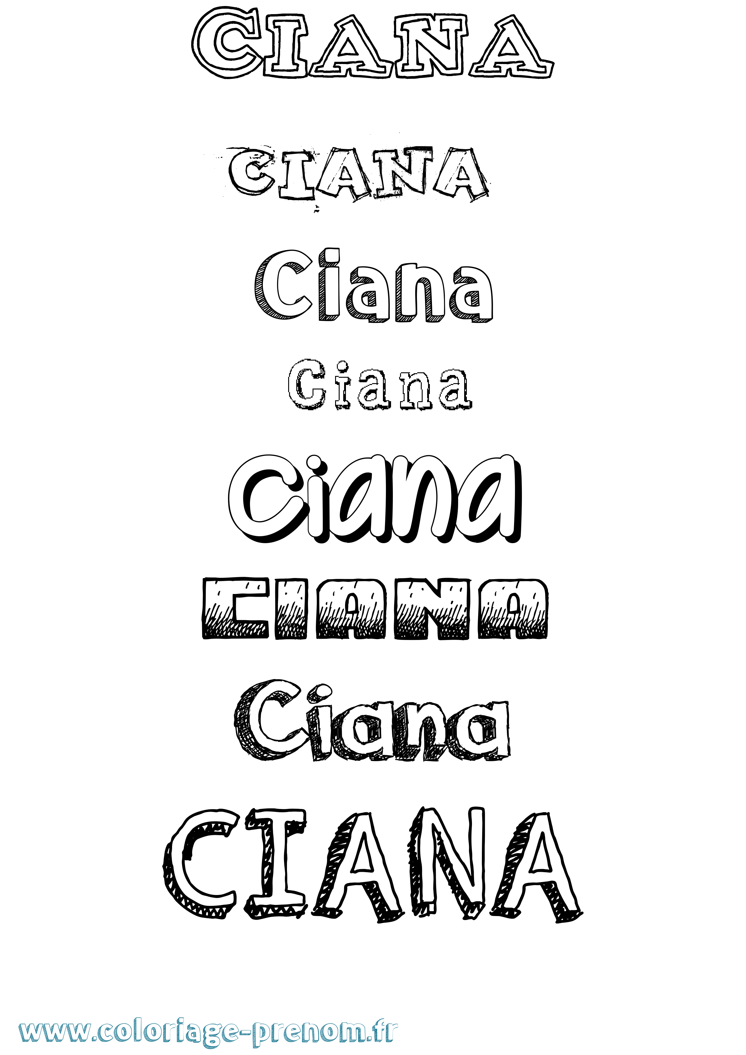 Coloriage Ciana Dessiné Coloriage prénom Ciana Dessiné