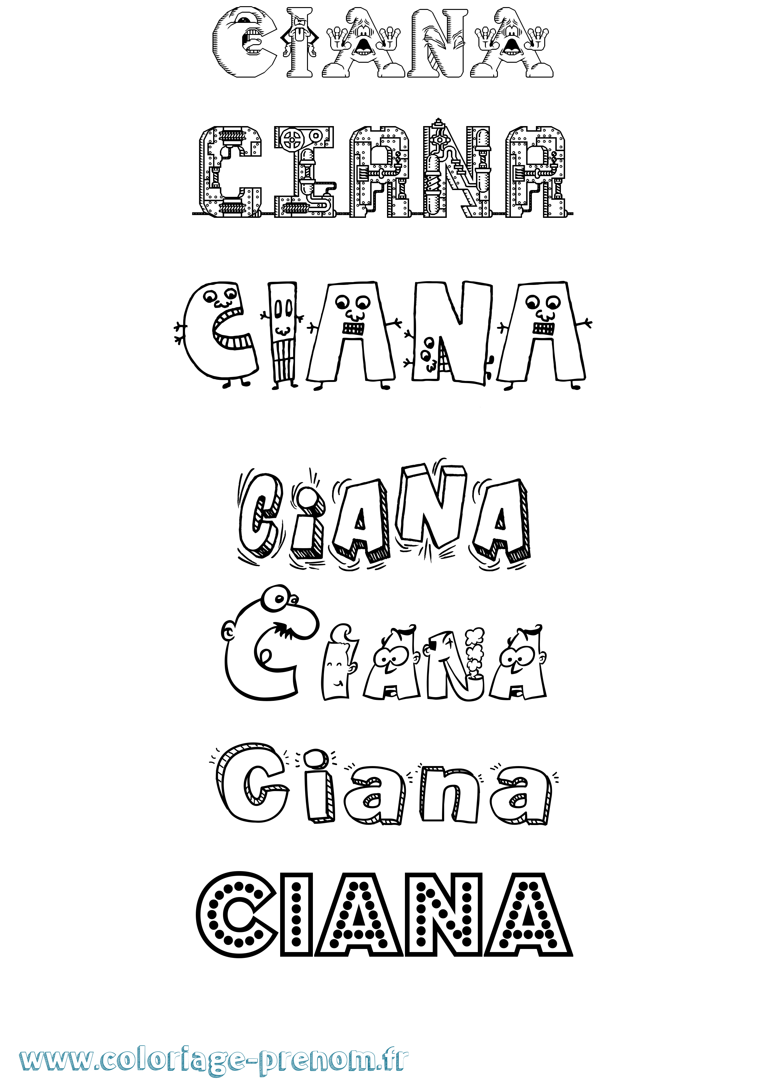 Coloriage Ciana Fun Coloriage prénom Ciana Fun