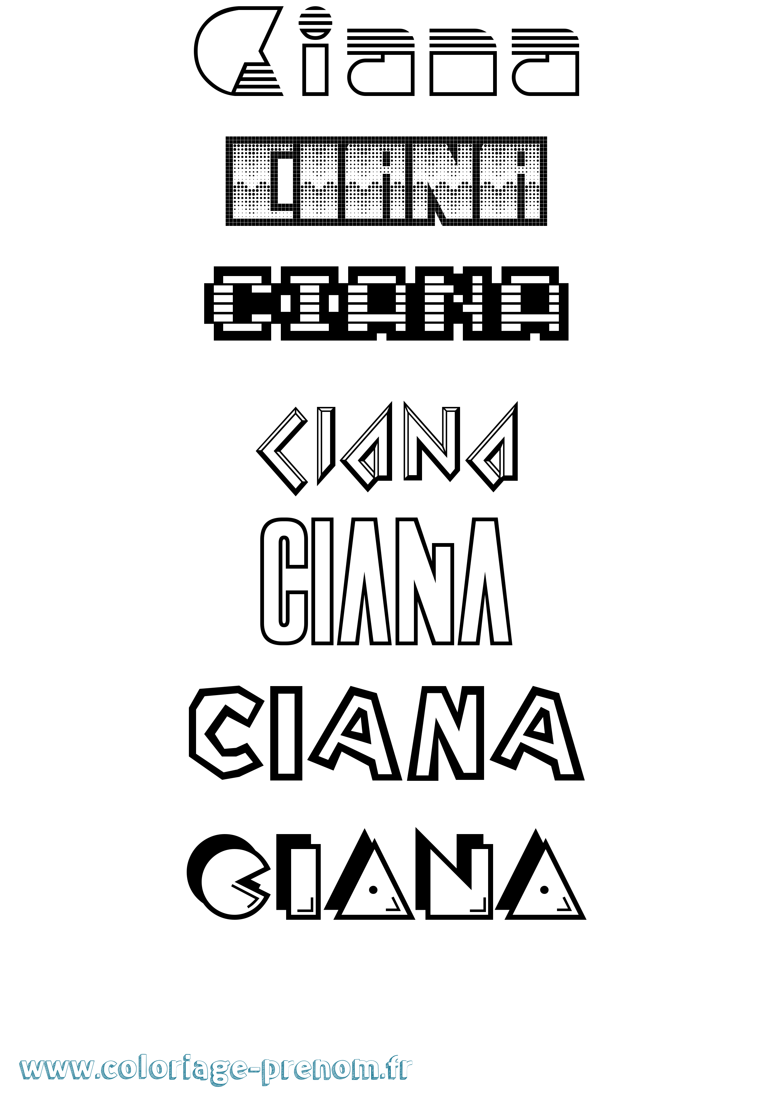 Coloriage Ciana Jeux Vidéos Coloriage prénom Ciana Jeux Vidéos