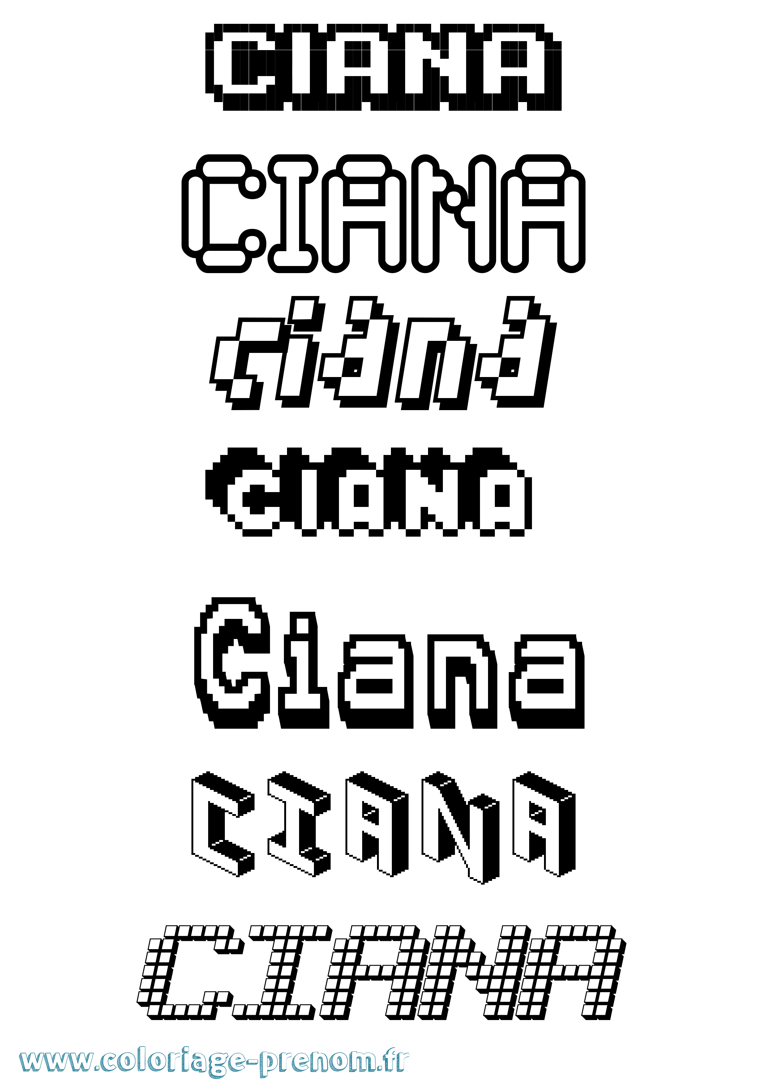 Coloriage Ciana Pixel Coloriage prénom Ciana Pixel
