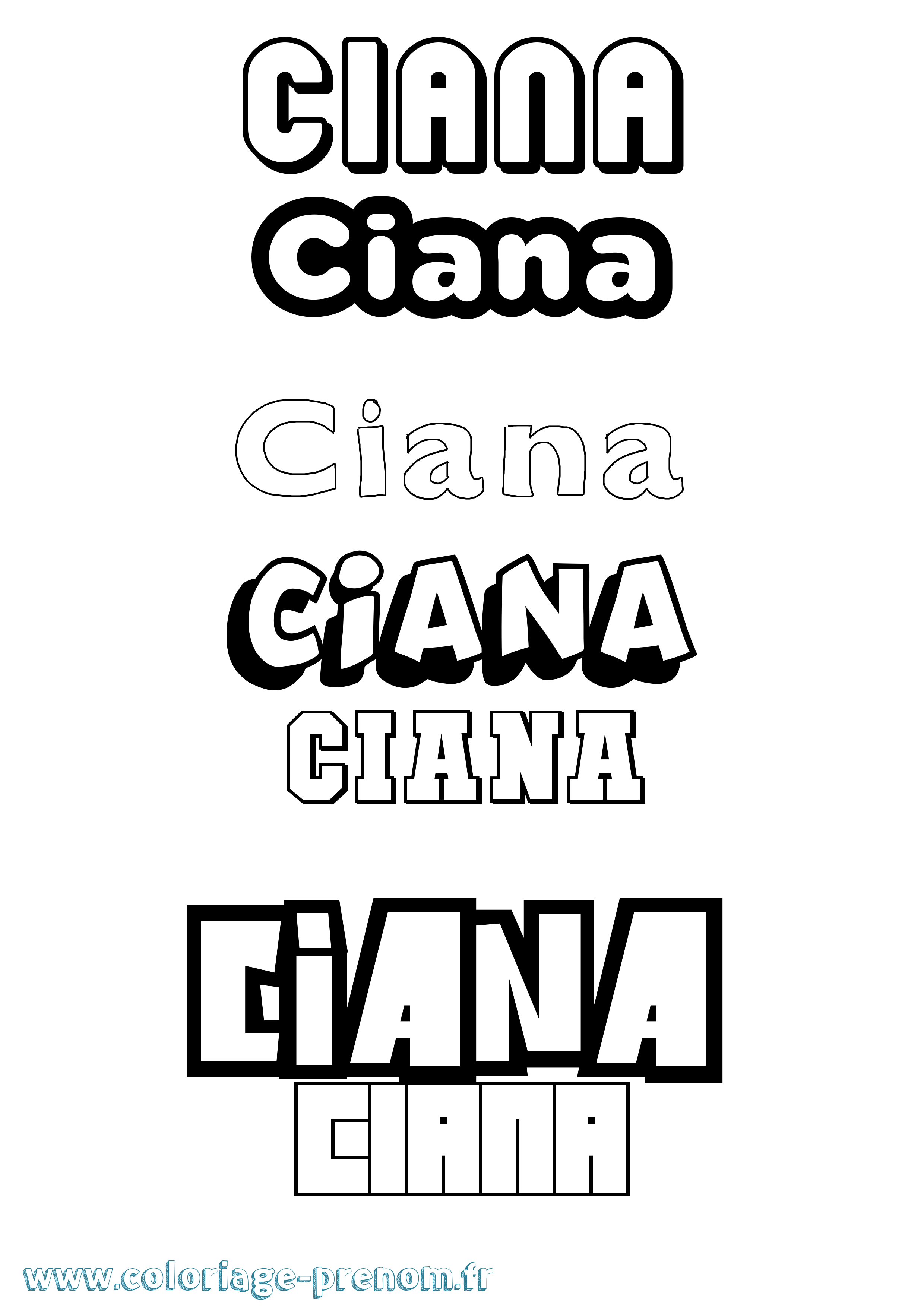 Coloriage Ciana Simple Coloriage prénom Ciana Simple