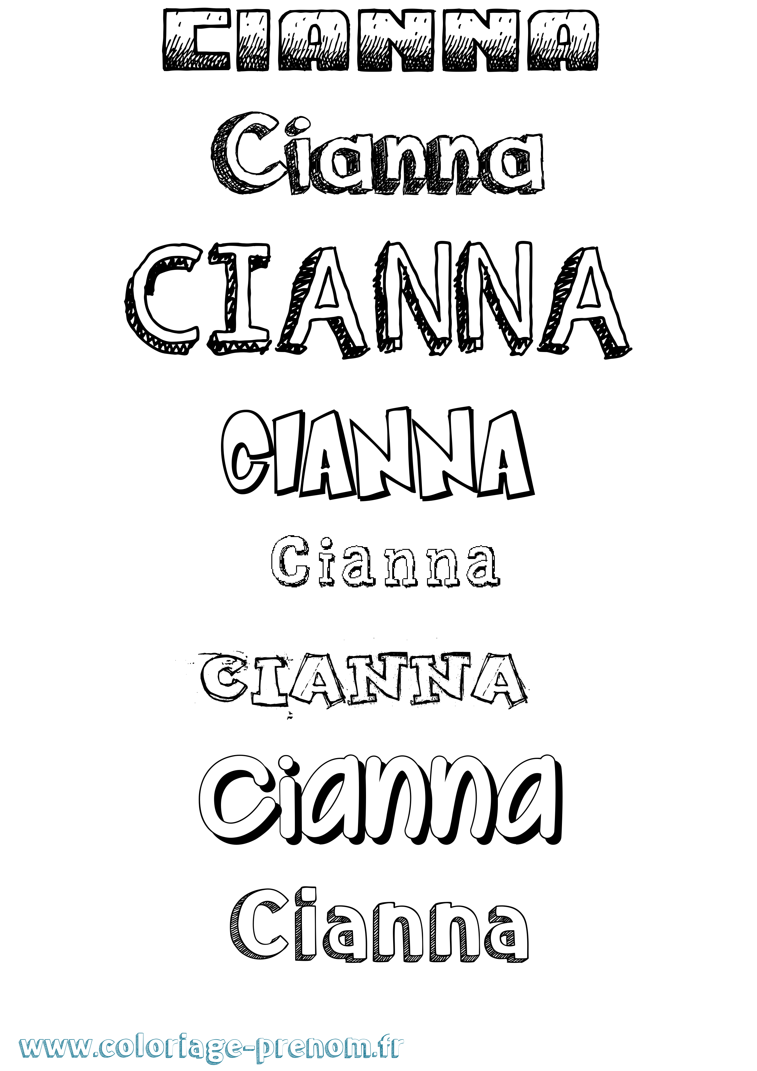 Coloriage prénom Cianna Dessiné