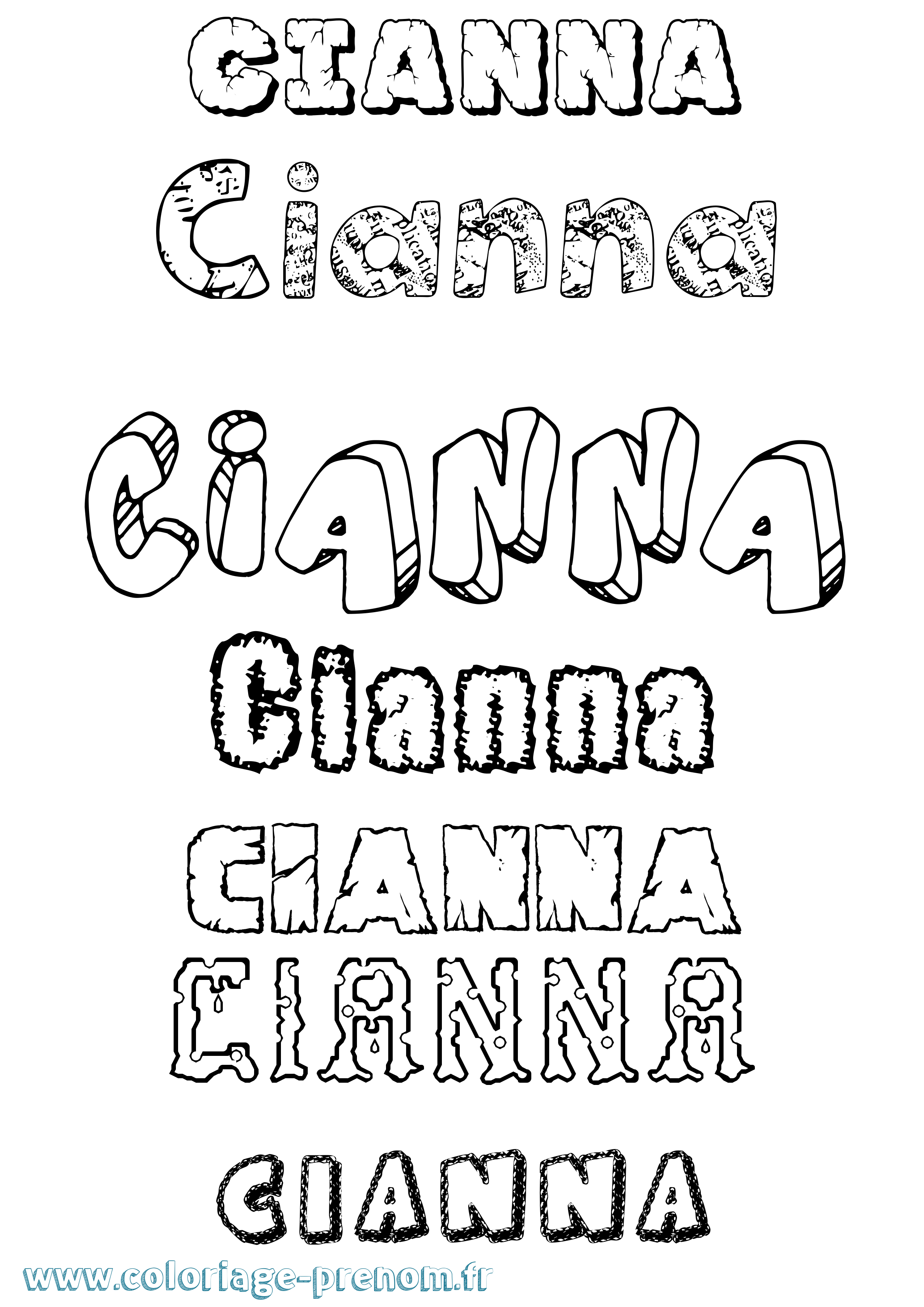 Coloriage prénom Cianna Destructuré