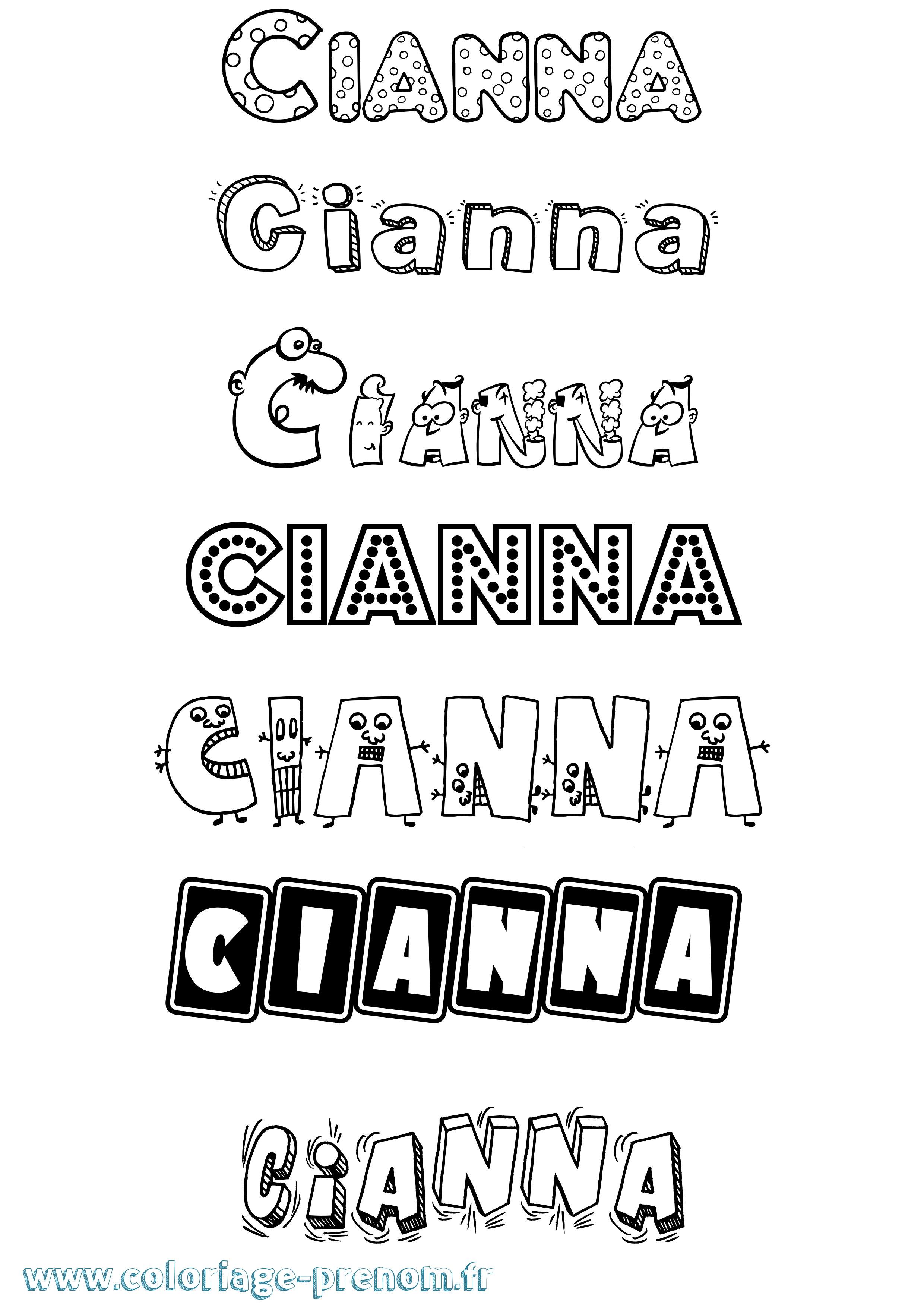 Coloriage prénom Cianna Fun