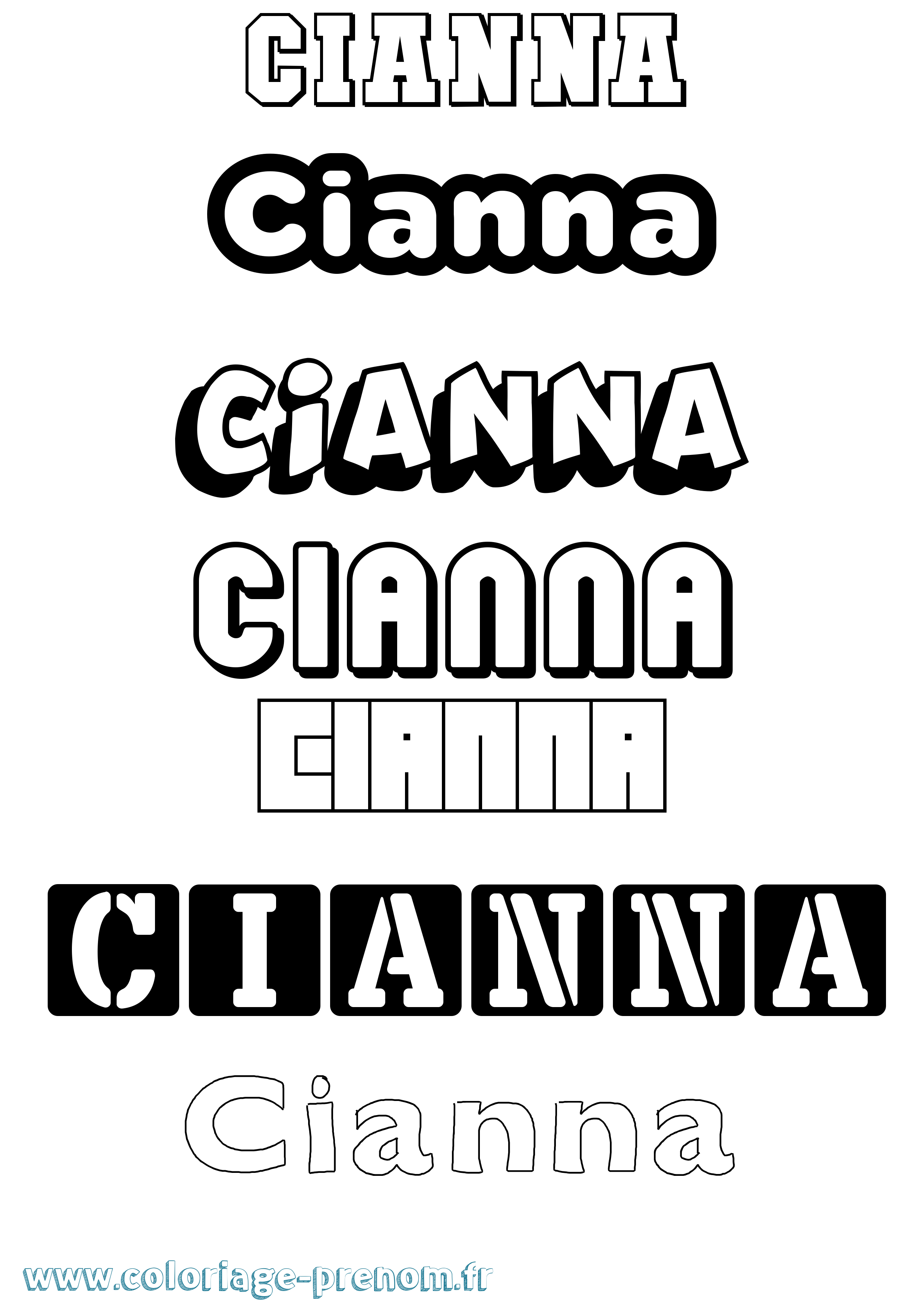 Coloriage prénom Cianna Simple