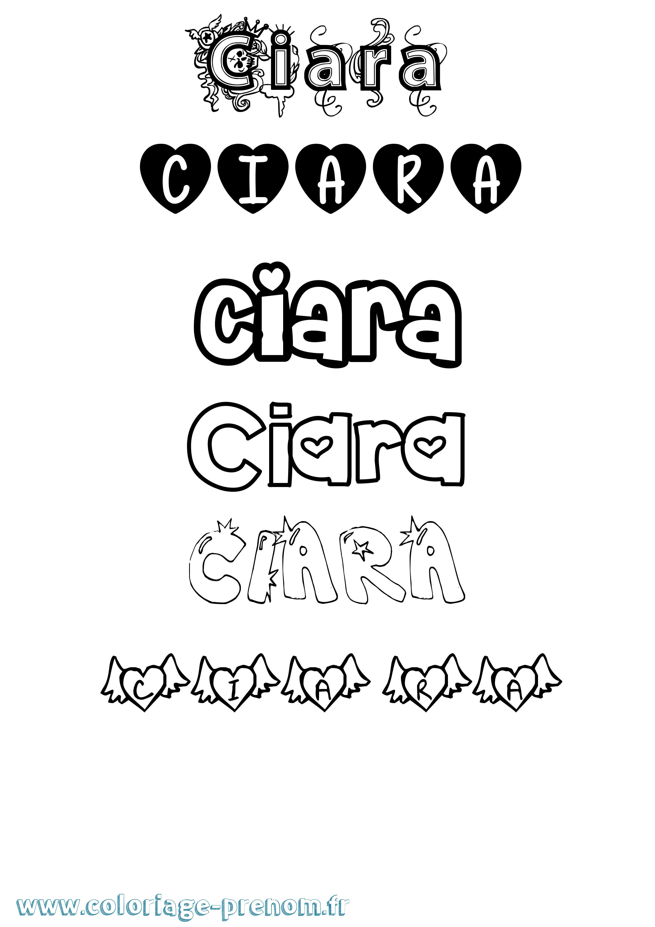 Coloriage prénom Ciara Girly