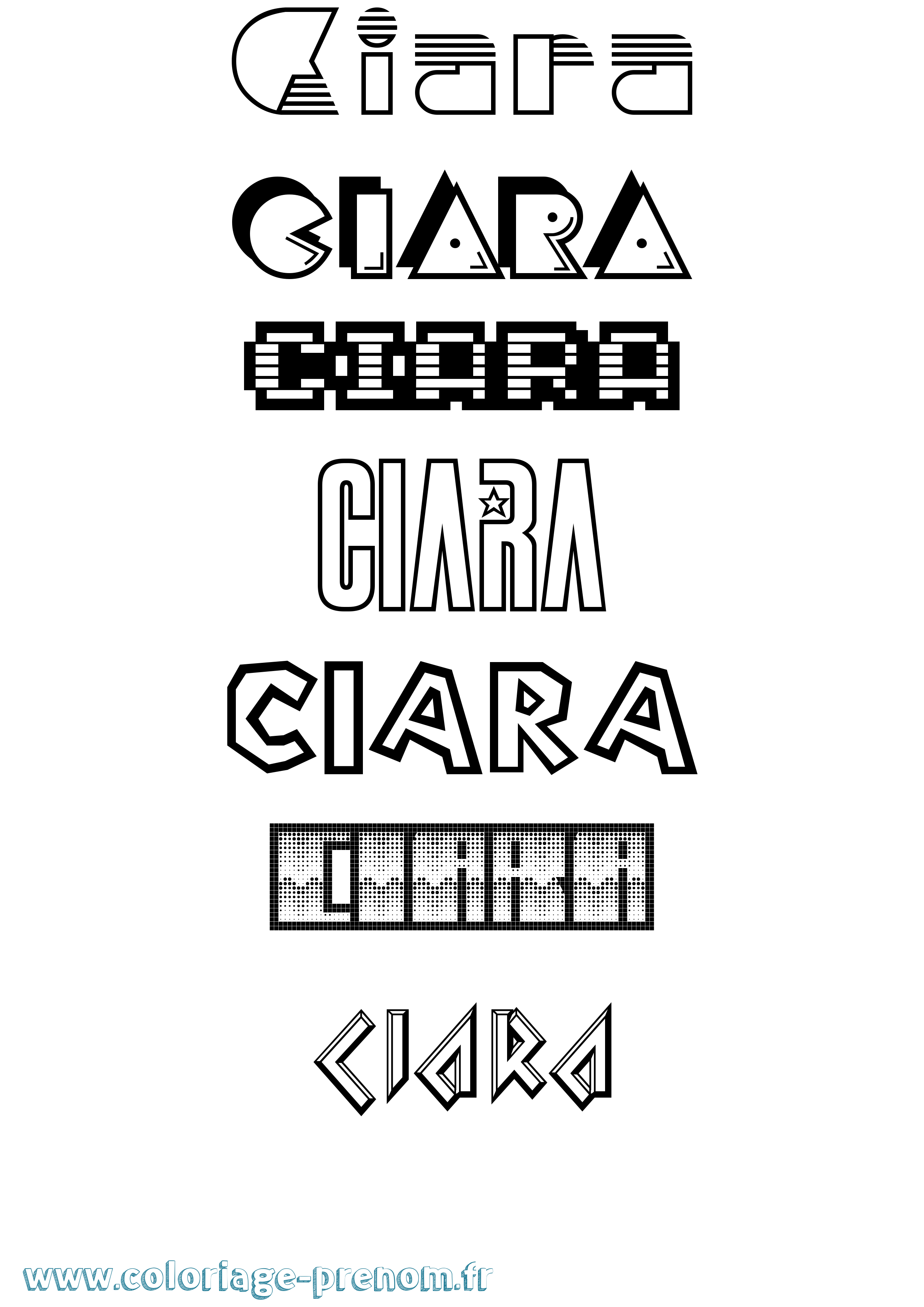 Coloriage prénom Ciara Jeux Vidéos