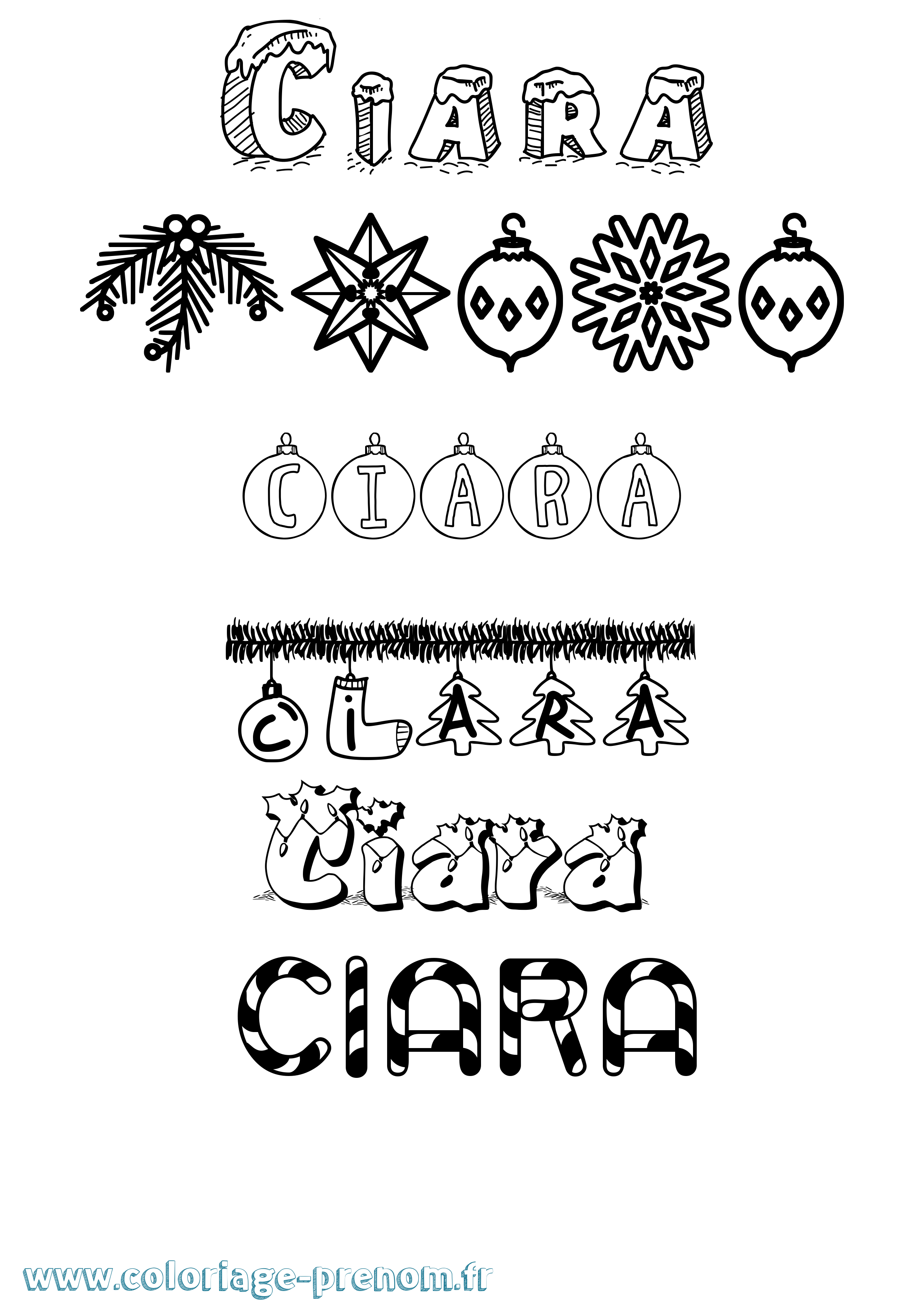 Coloriage prénom Ciara Noël