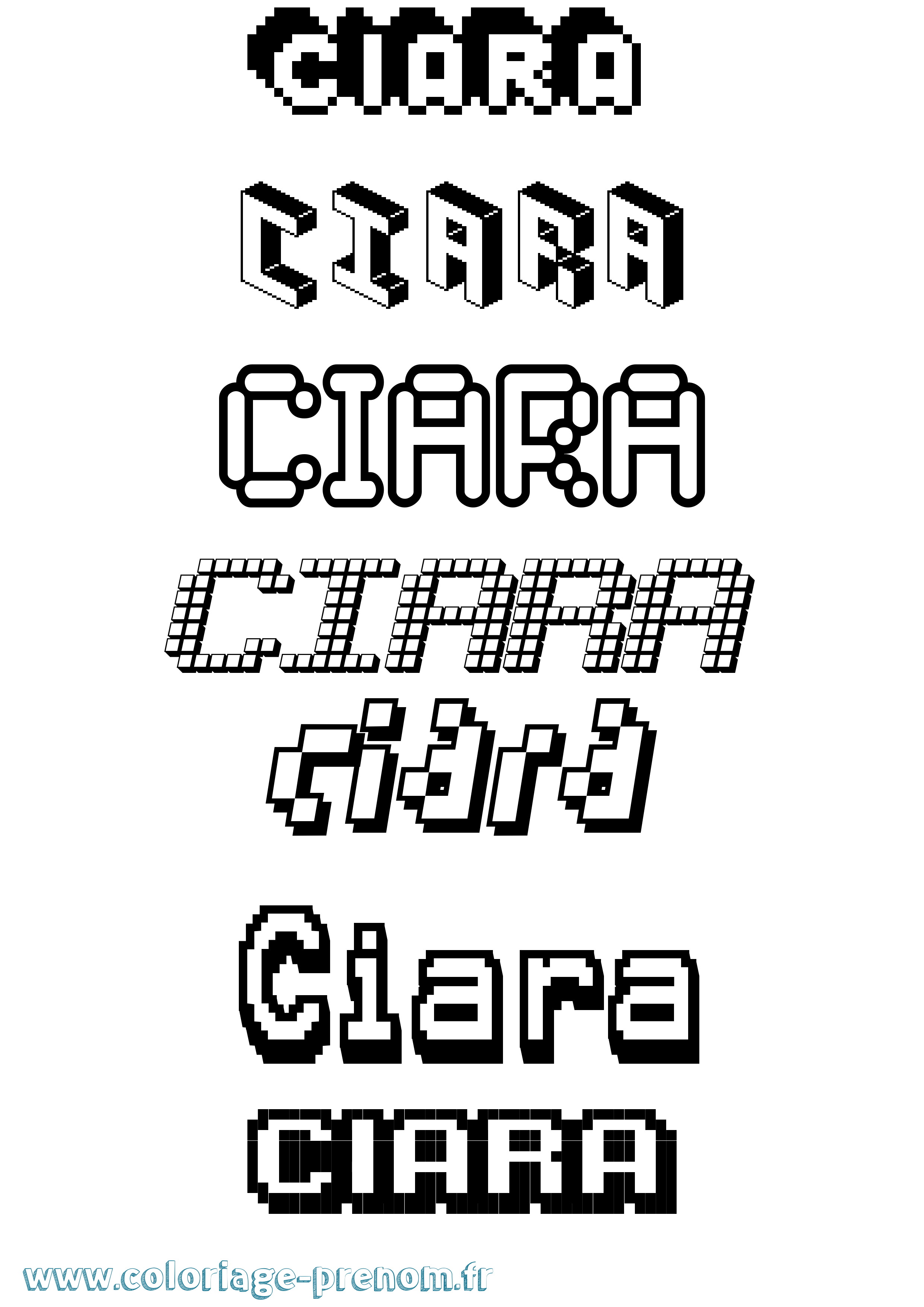 Coloriage prénom Ciara Pixel