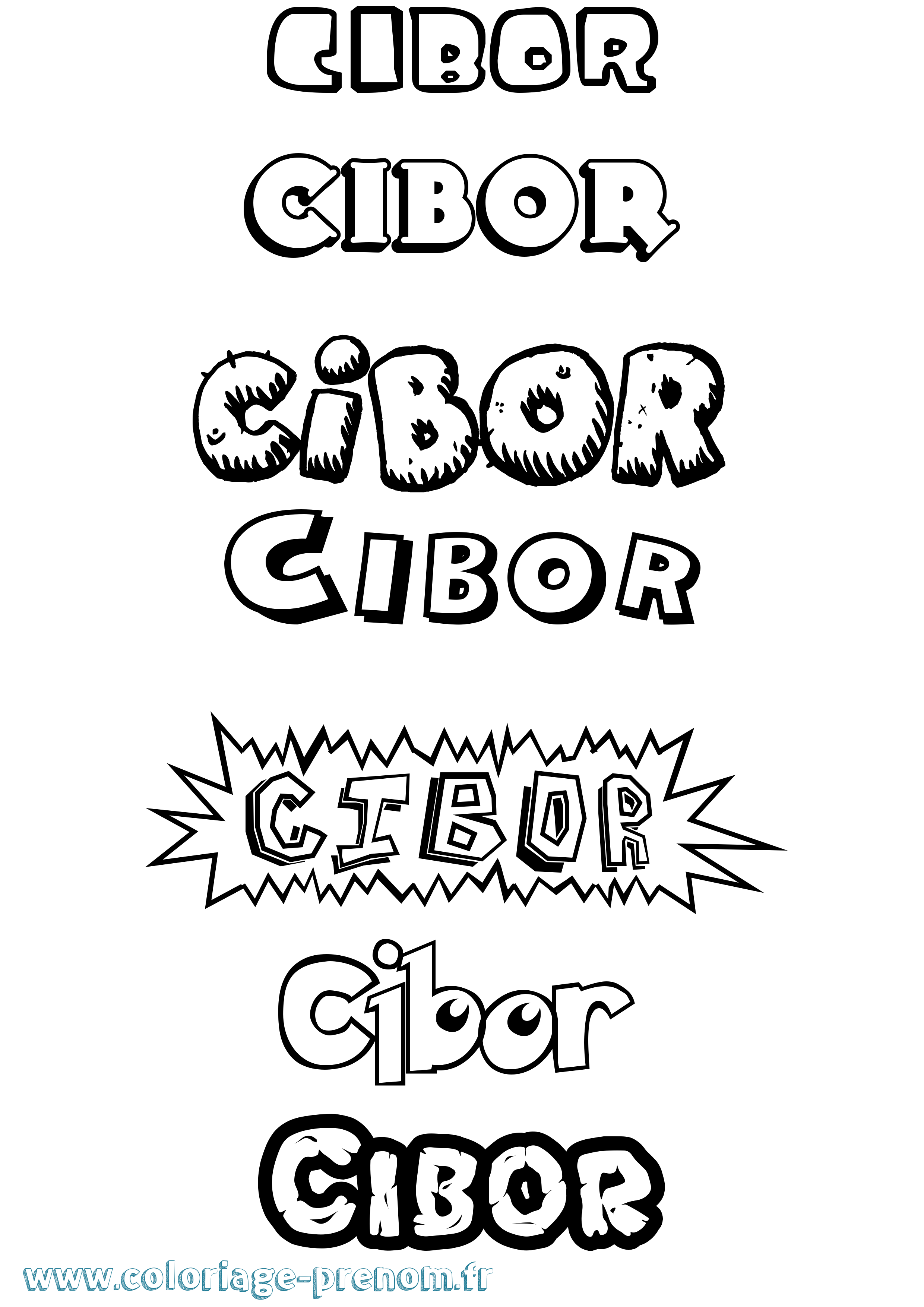 Coloriage prénom Cibor Dessin Animé