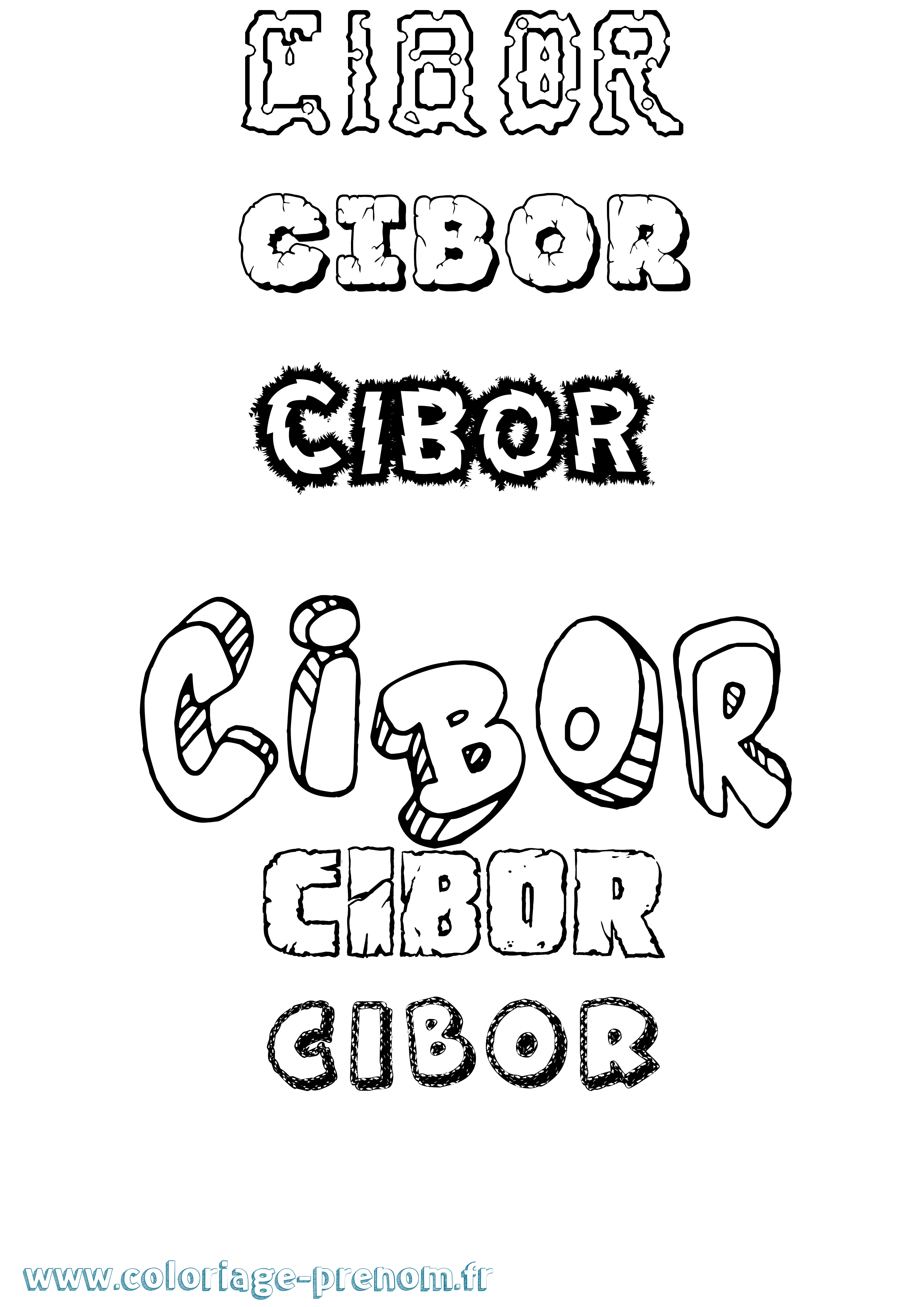 Coloriage Cibor Destructuré Coloriage prénom Cibor Destructuré