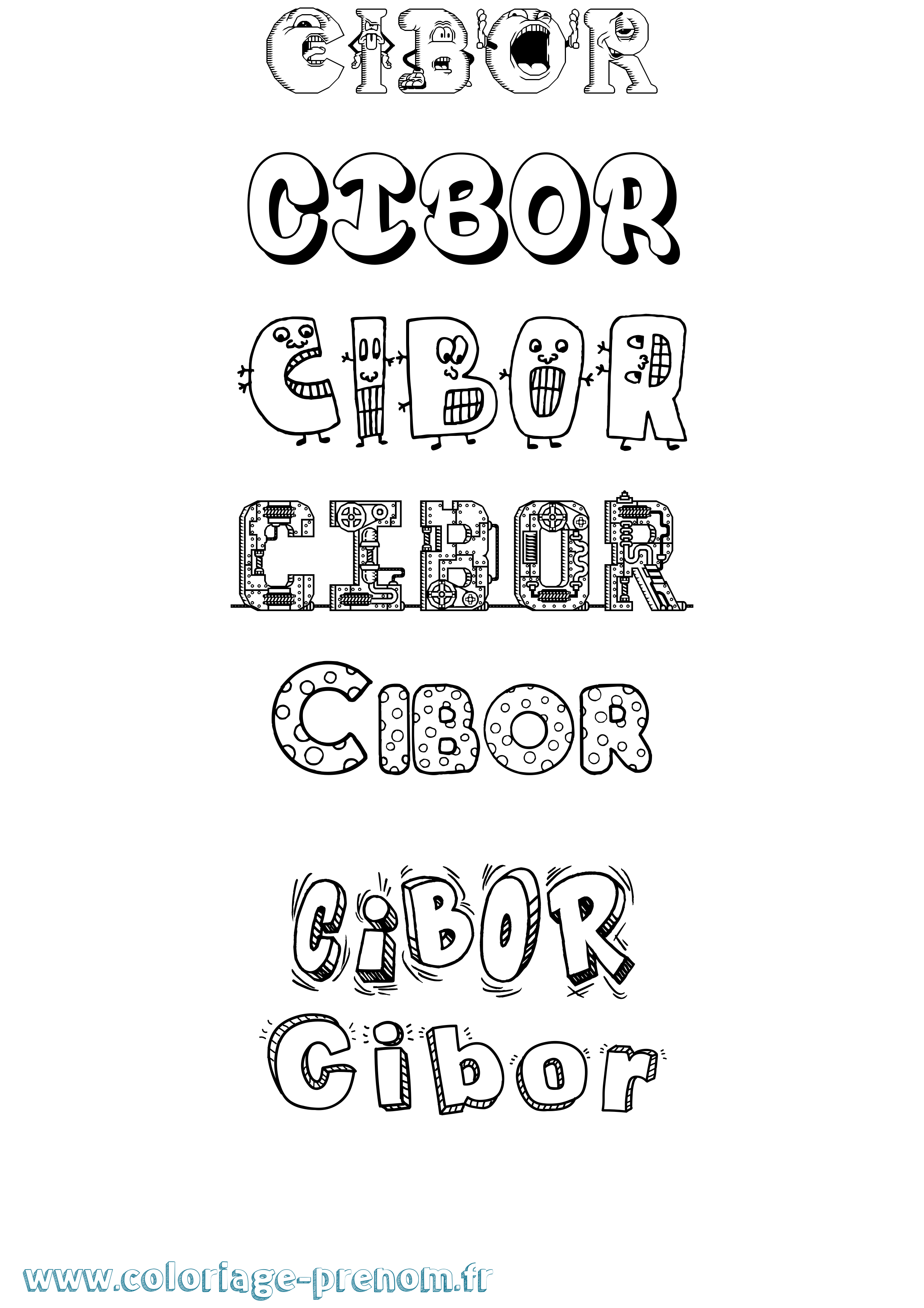 Coloriage Cibor Fun Coloriage prénom Cibor Fun