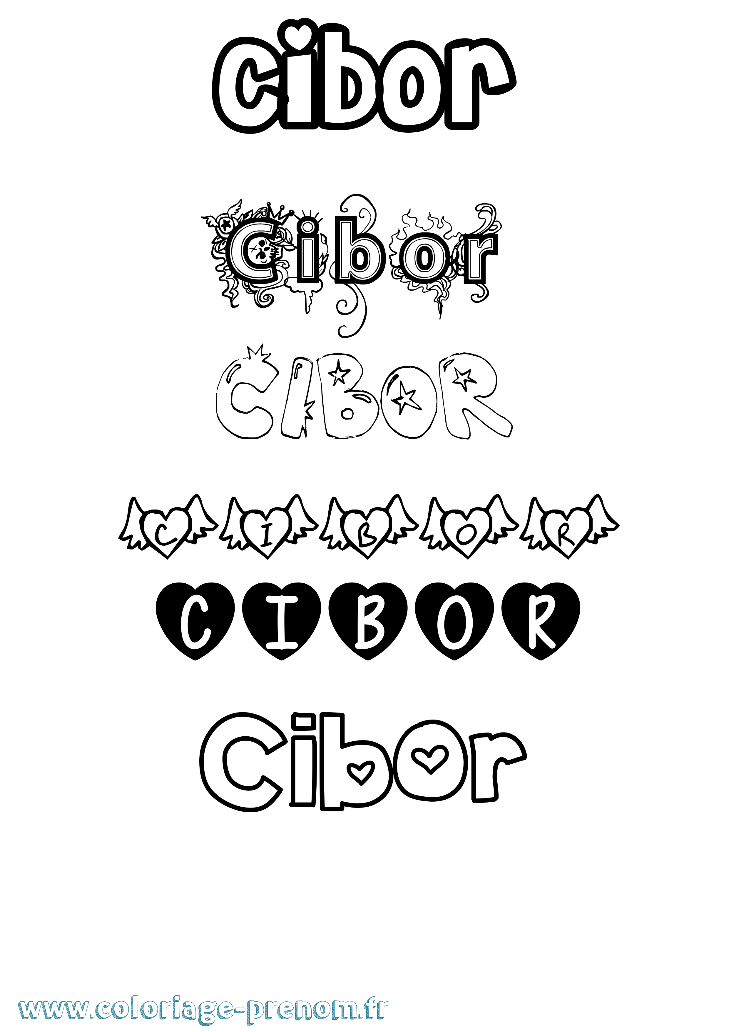 Coloriage Cibor Girly Coloriage prénom Cibor Girly