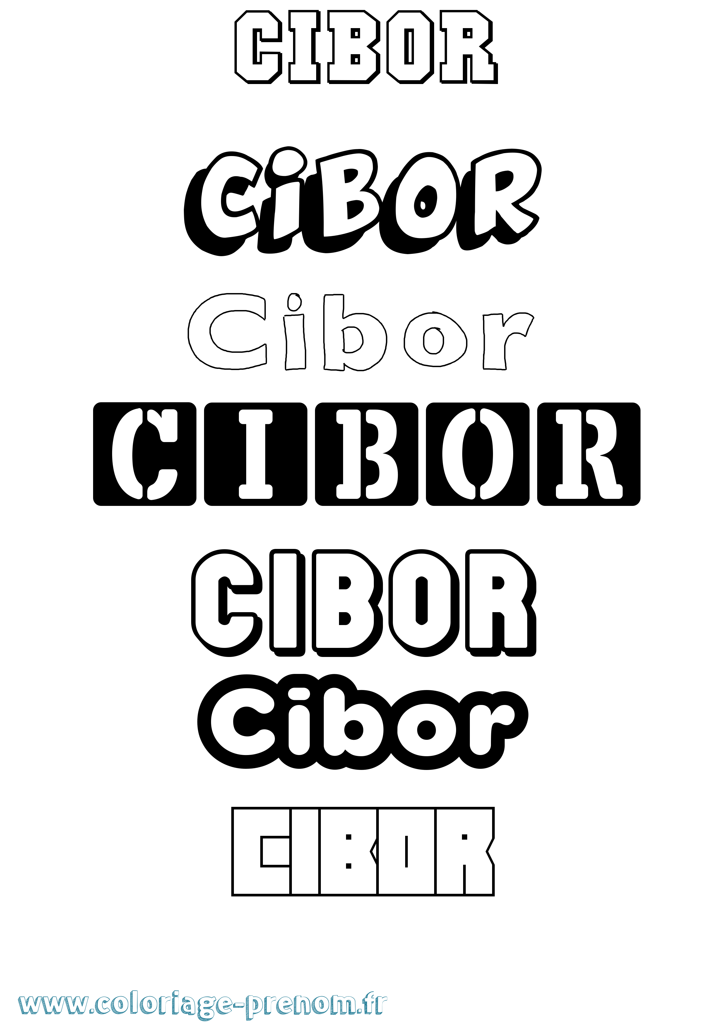 Coloriage prénom Cibor Simple