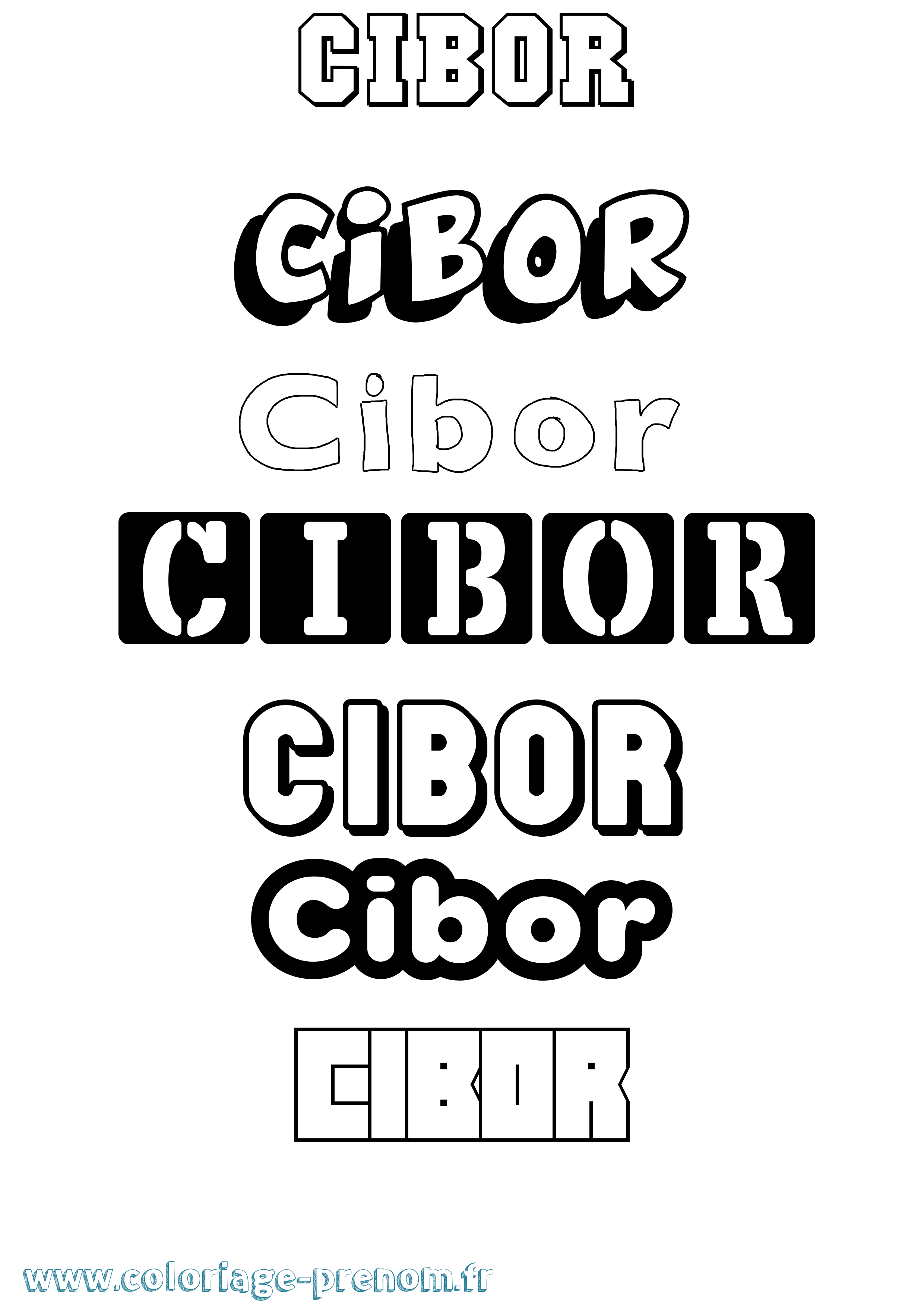 Coloriage Cibor Simple Coloriage prénom Cibor Simple