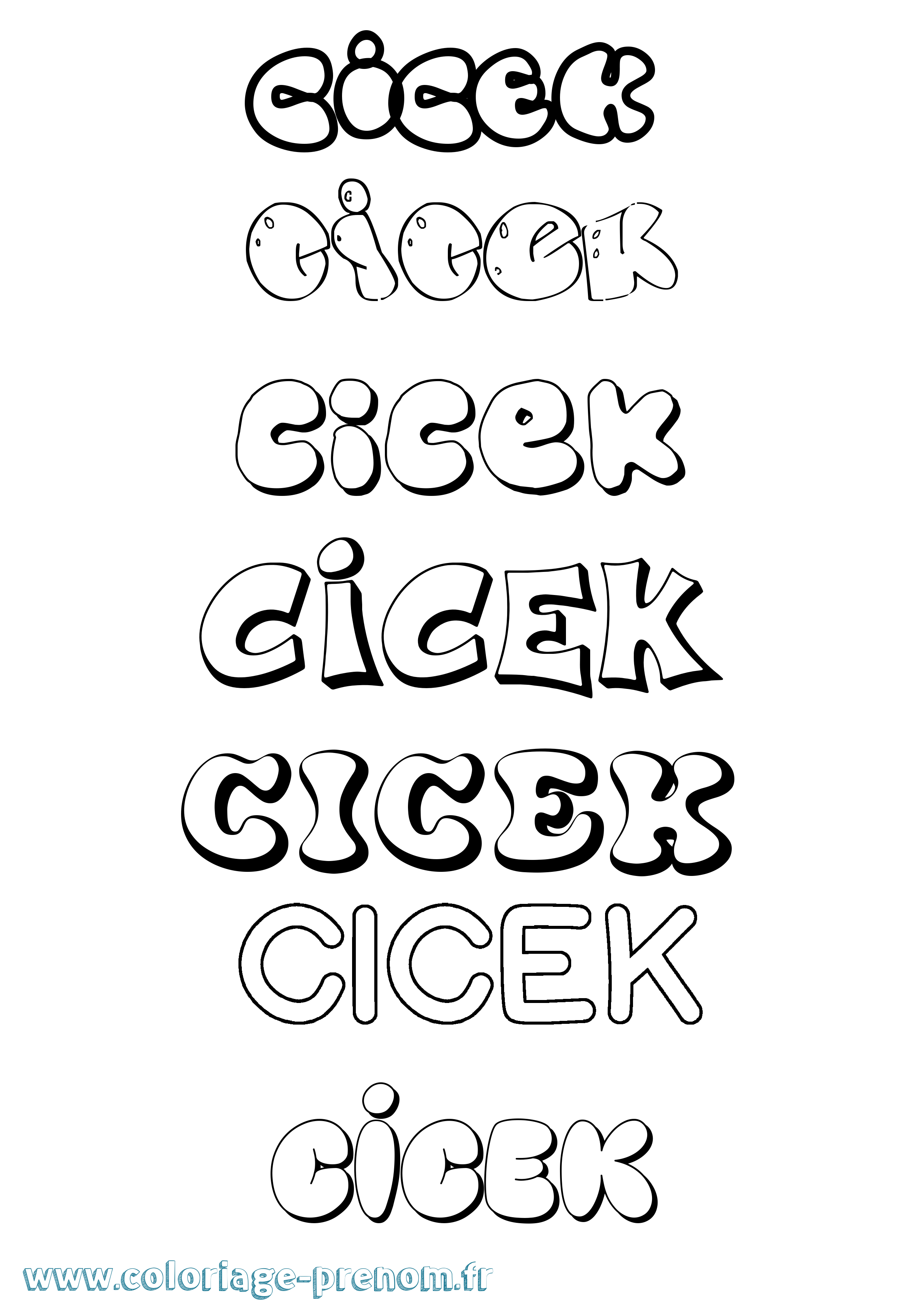 Coloriage Cicek Bubble Coloriage prénom Cicek Bubble