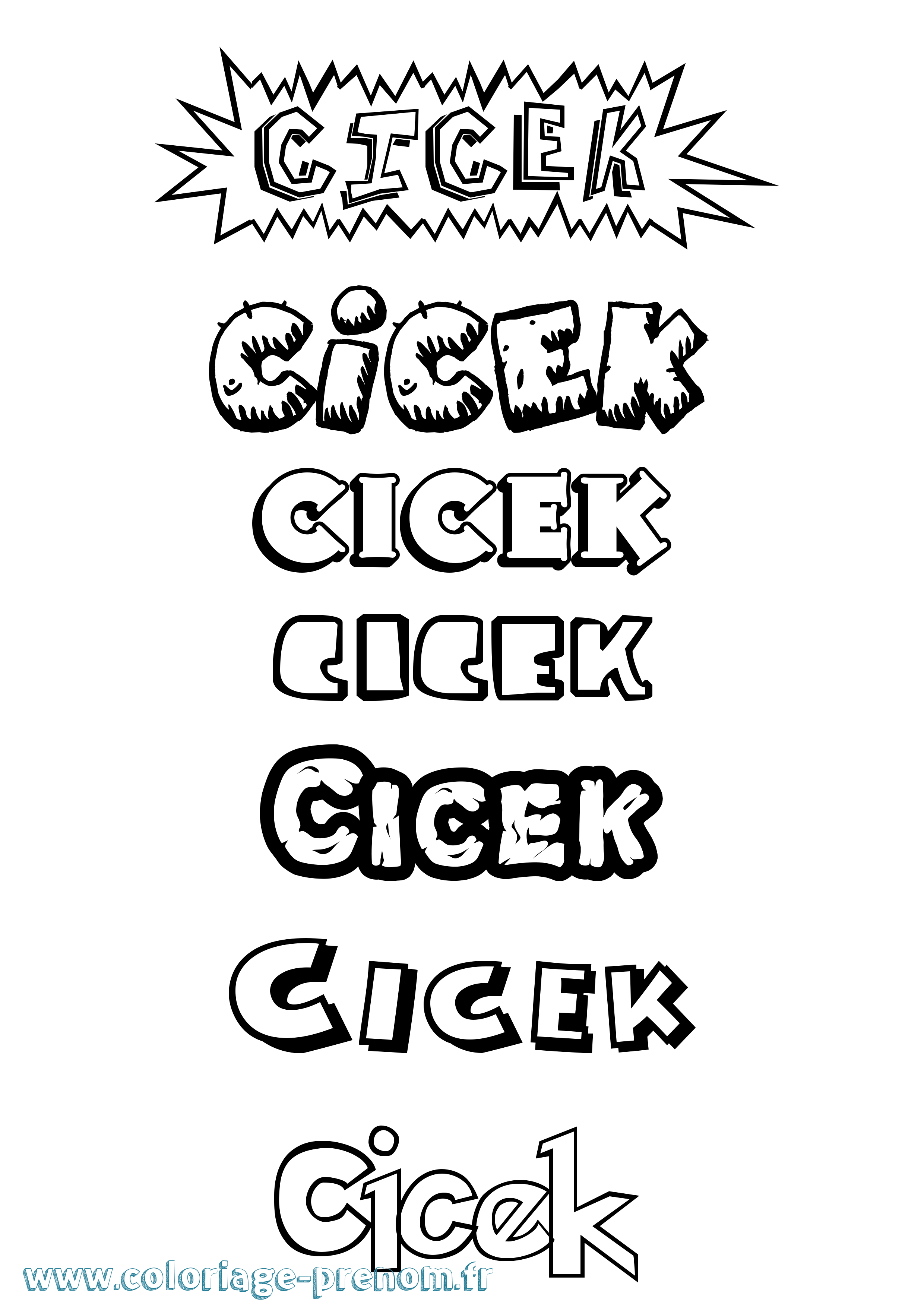 Coloriage Cicek Dessin Animé Coloriage prénom Cicek Dessin Animé